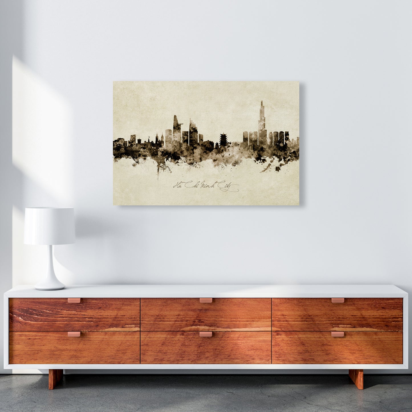 Ho Chi Minh City Vietnam Skyline Vintage Art Print by Michael Tompsett A1 Canvas