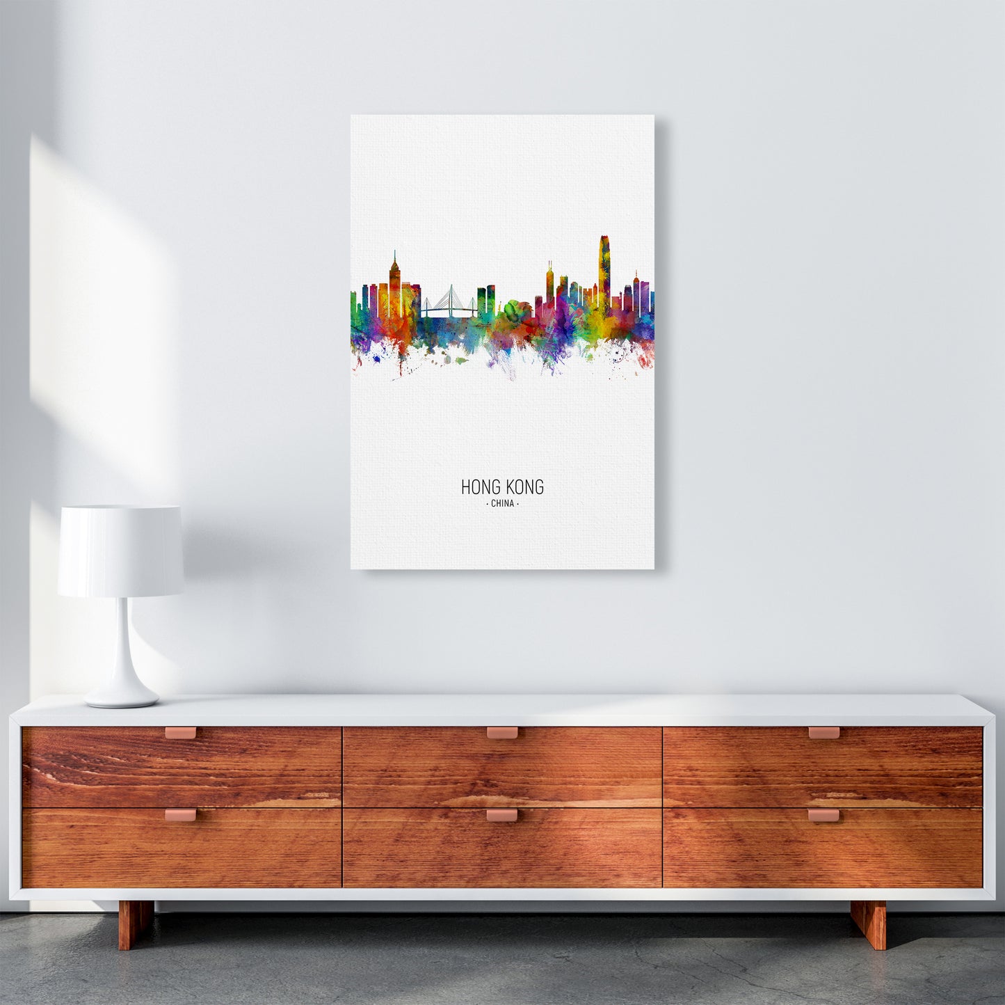 Hong Kong China Skyline Portrait Art Print by Michael Tompsett A1 Canvas
