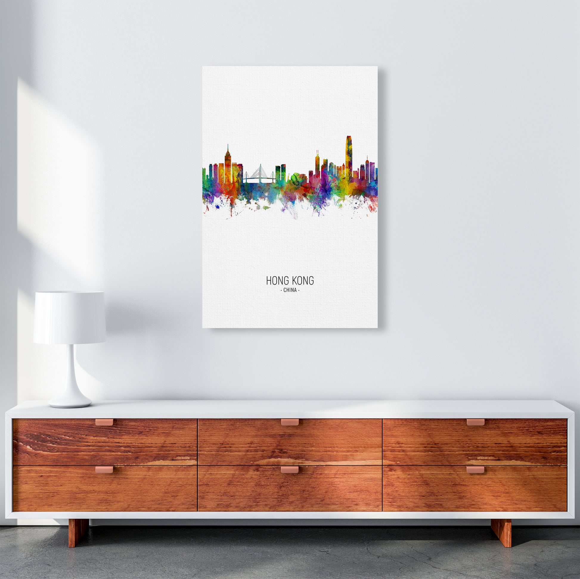 Hong Kong China Skyline Portrait Art Print by Michael Tompsett A1 Canvas