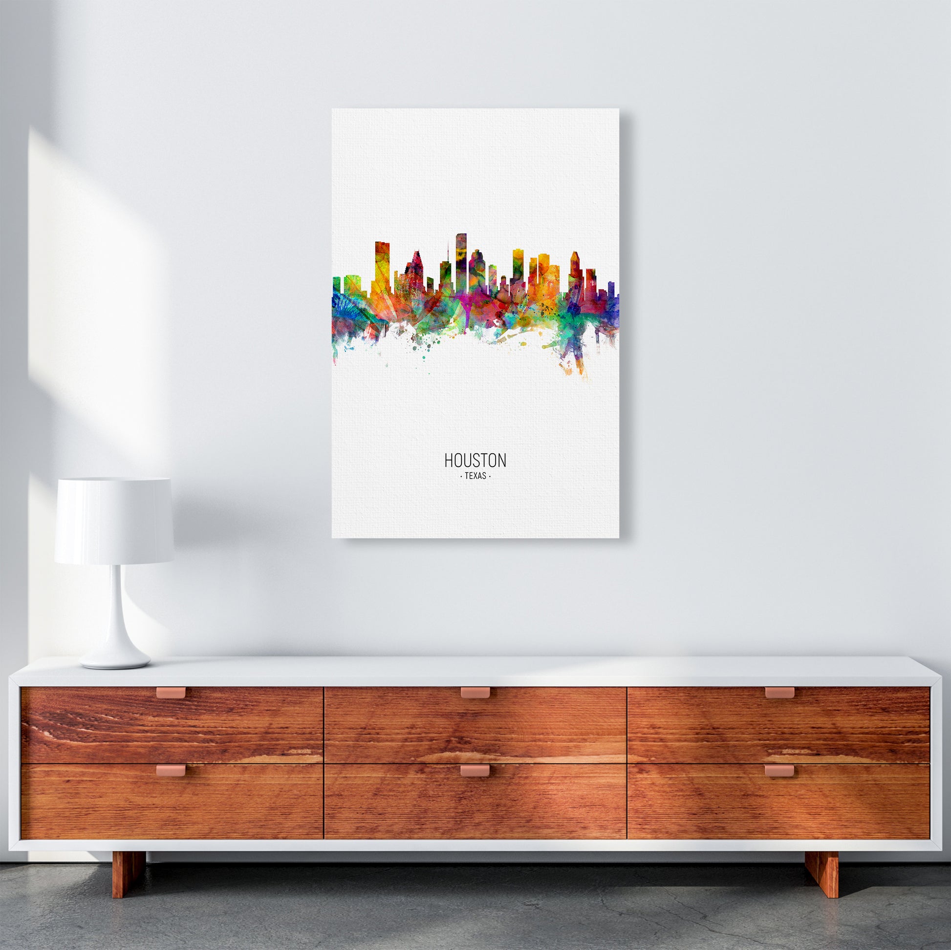 Houston Texas Skyline Portrait Art Print by Michael Tompsett A1 Canvas