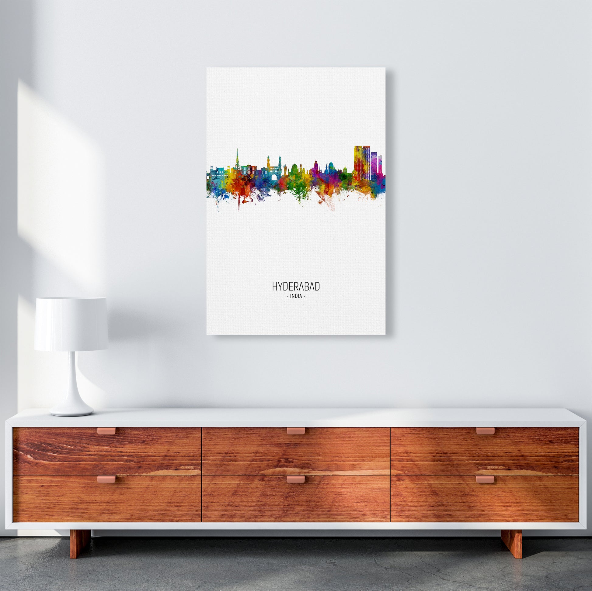 Hyderabad India Skyline Portrait Art Print by Michael Tompsett A1 Canvas