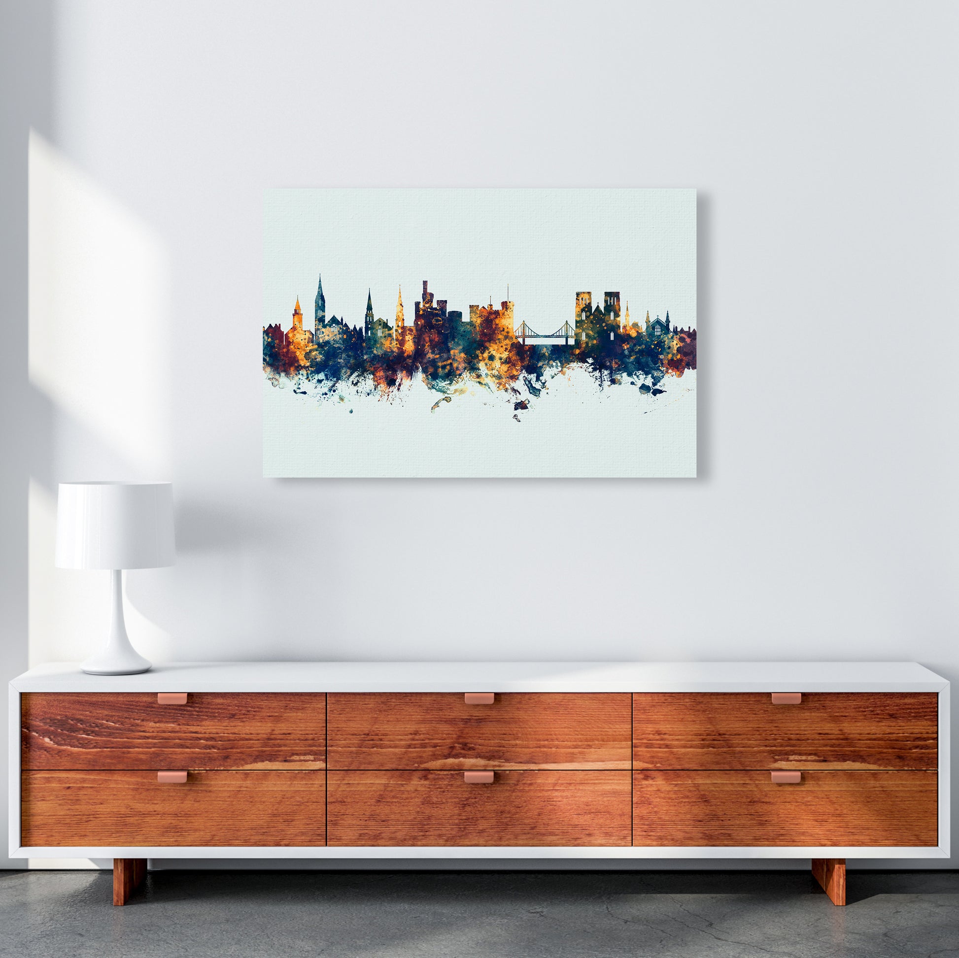 Inverness Scotland Skyline Blue Orange Art Print by Michael Tompsett A1 Canvas