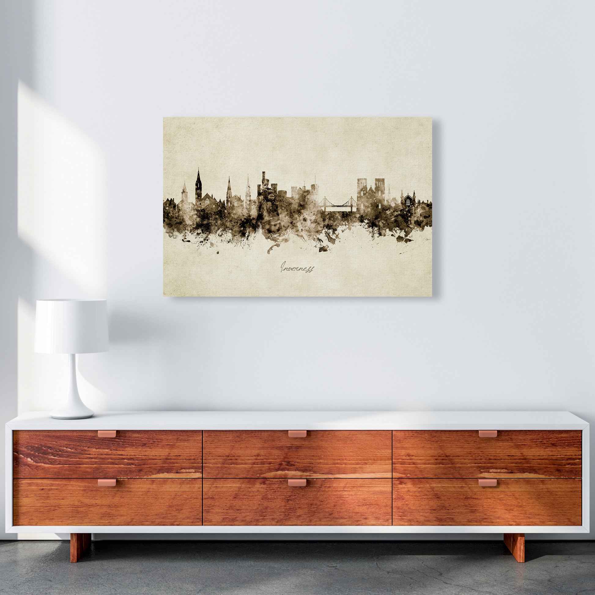 Inverness Scotland Skyline Vintage Art Print by Michael Tompsett A1 Canvas