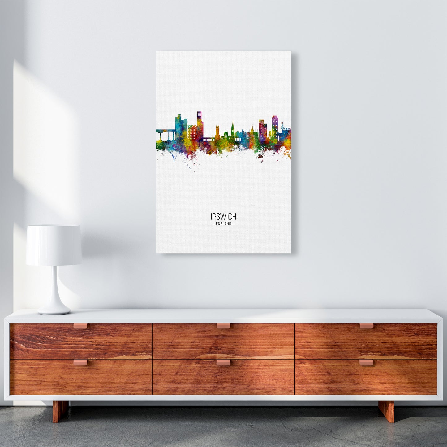 Ipswich England Skyline Portrait Art Print by Michael Tompsett A1 Canvas