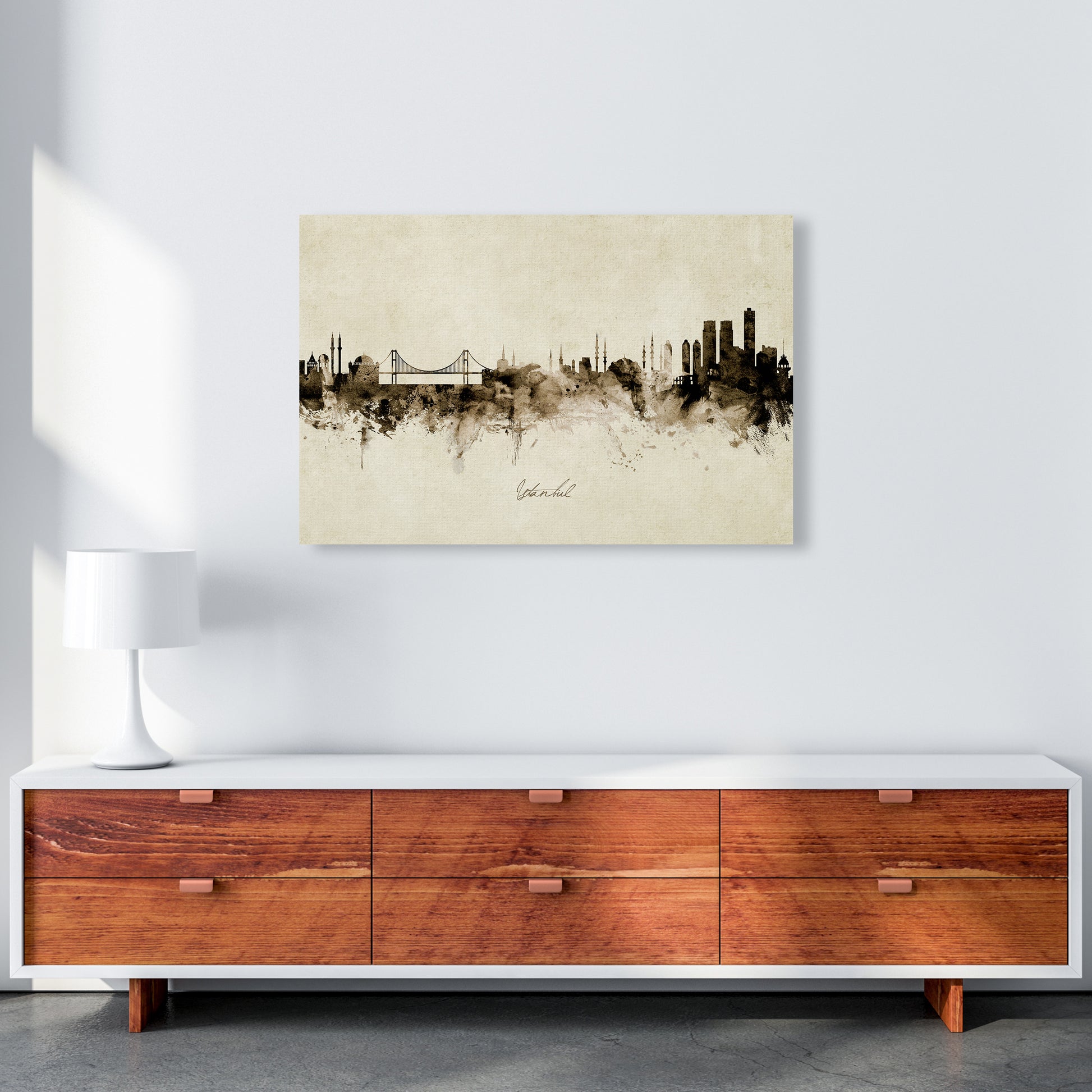 Istanbul Turkey Skyline Vintage Art Print by Michael Tompsett A1 Canvas