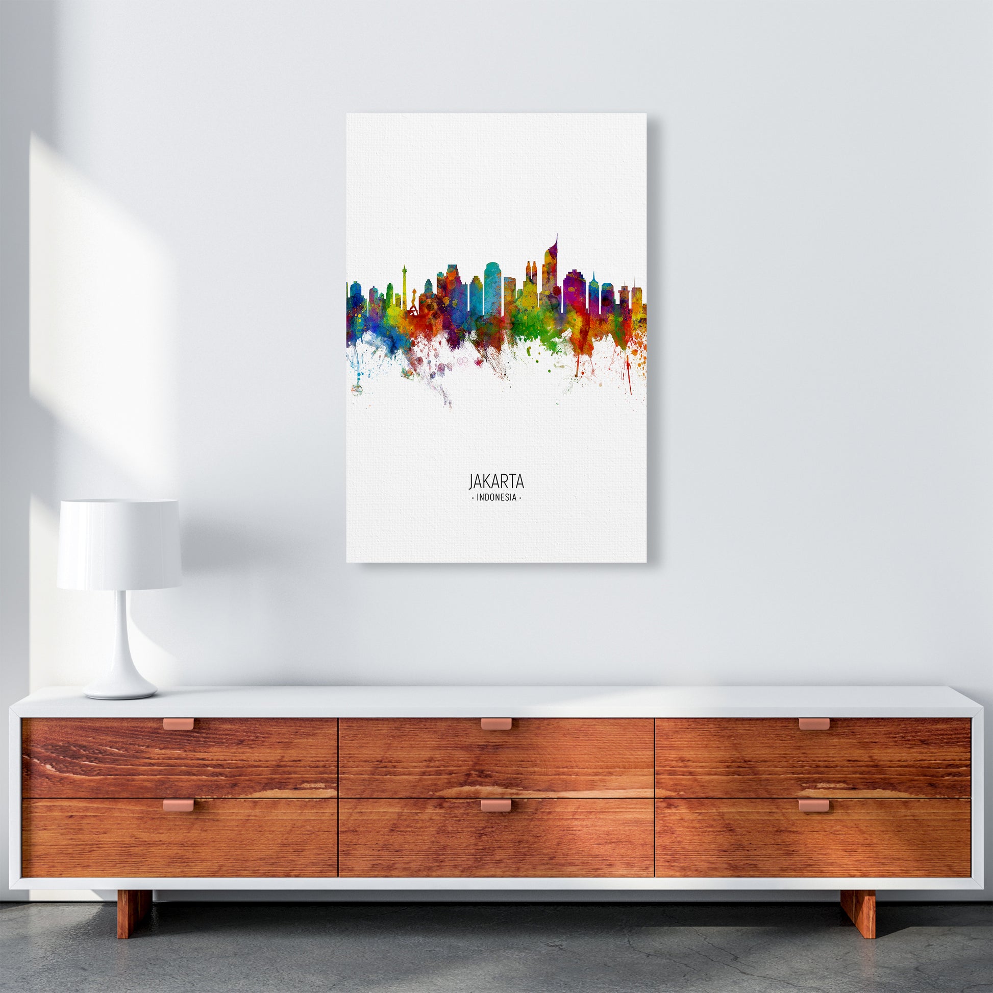 Jakarta Indonesia Skyline Portrait Art Print by Michael Tompsett A1 Canvas