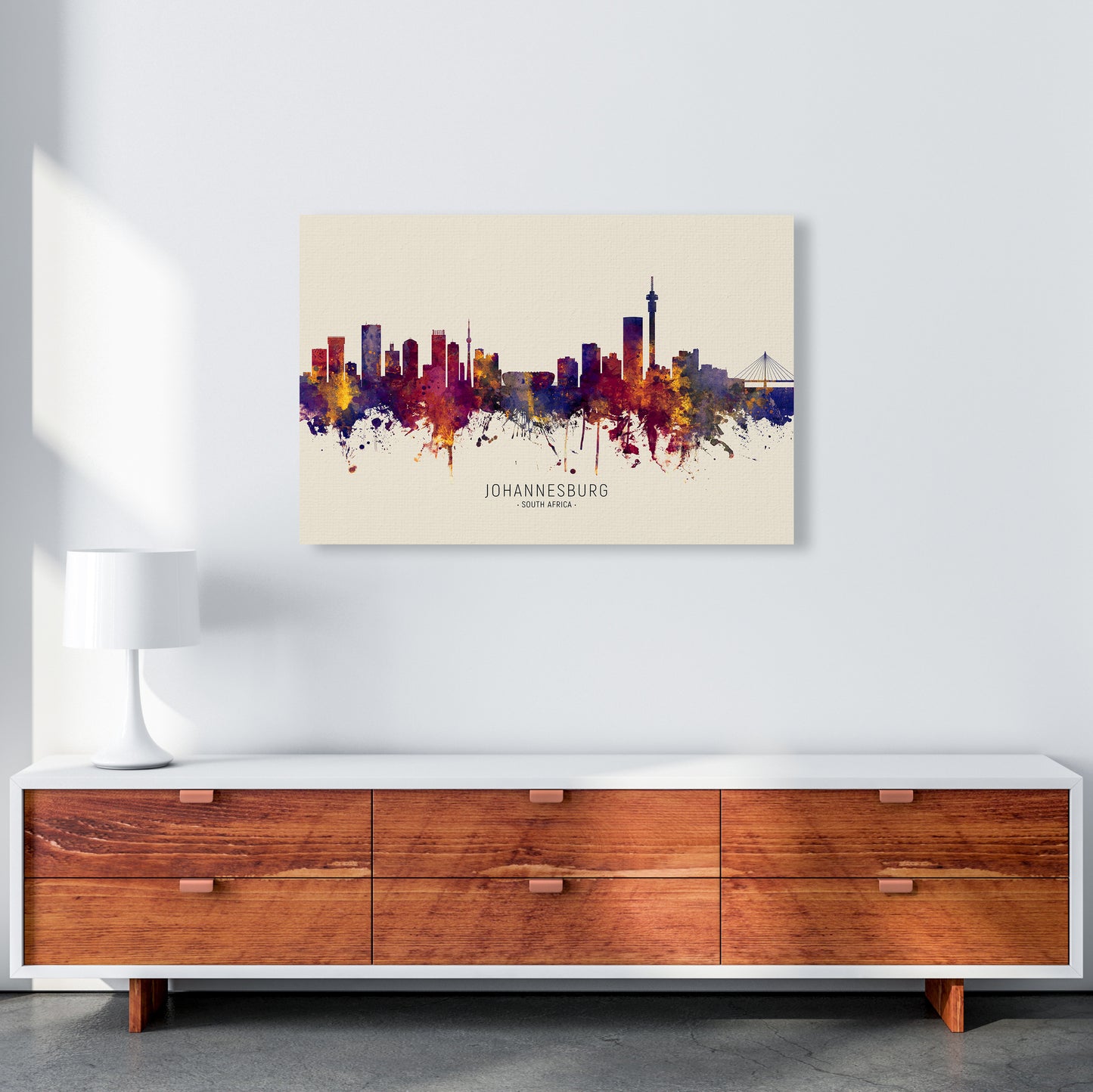 Johannesburg South Africa Skyline Autumn City Name Art Print by Michael Tompsett A1 Canvas