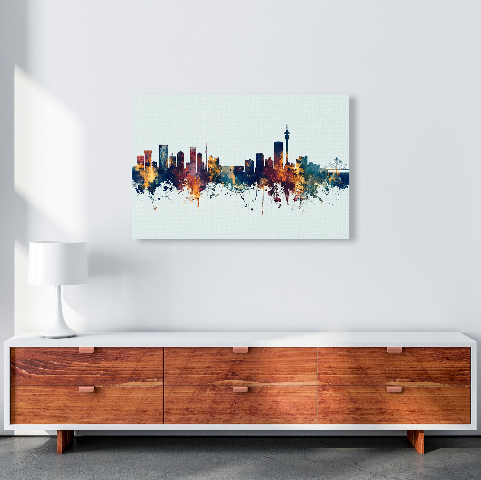 Johannesburg South Africa Skyline Blue Orange Art Print by Michael Tompsett A1 Canvas
