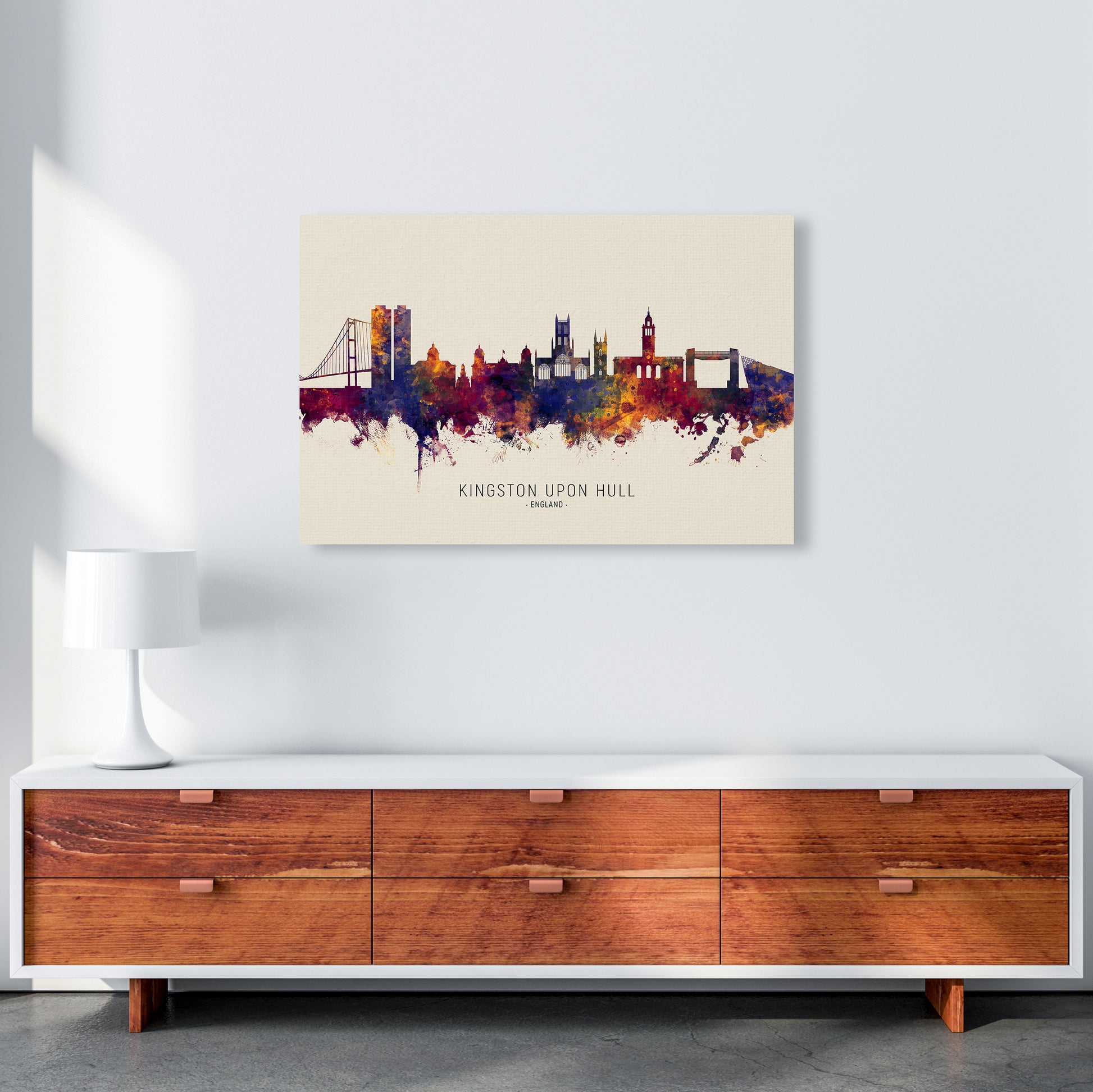 Kingston Upon Hull England Skyline Autumn City Name Art Print by Michael Tompsett A1 Canvas