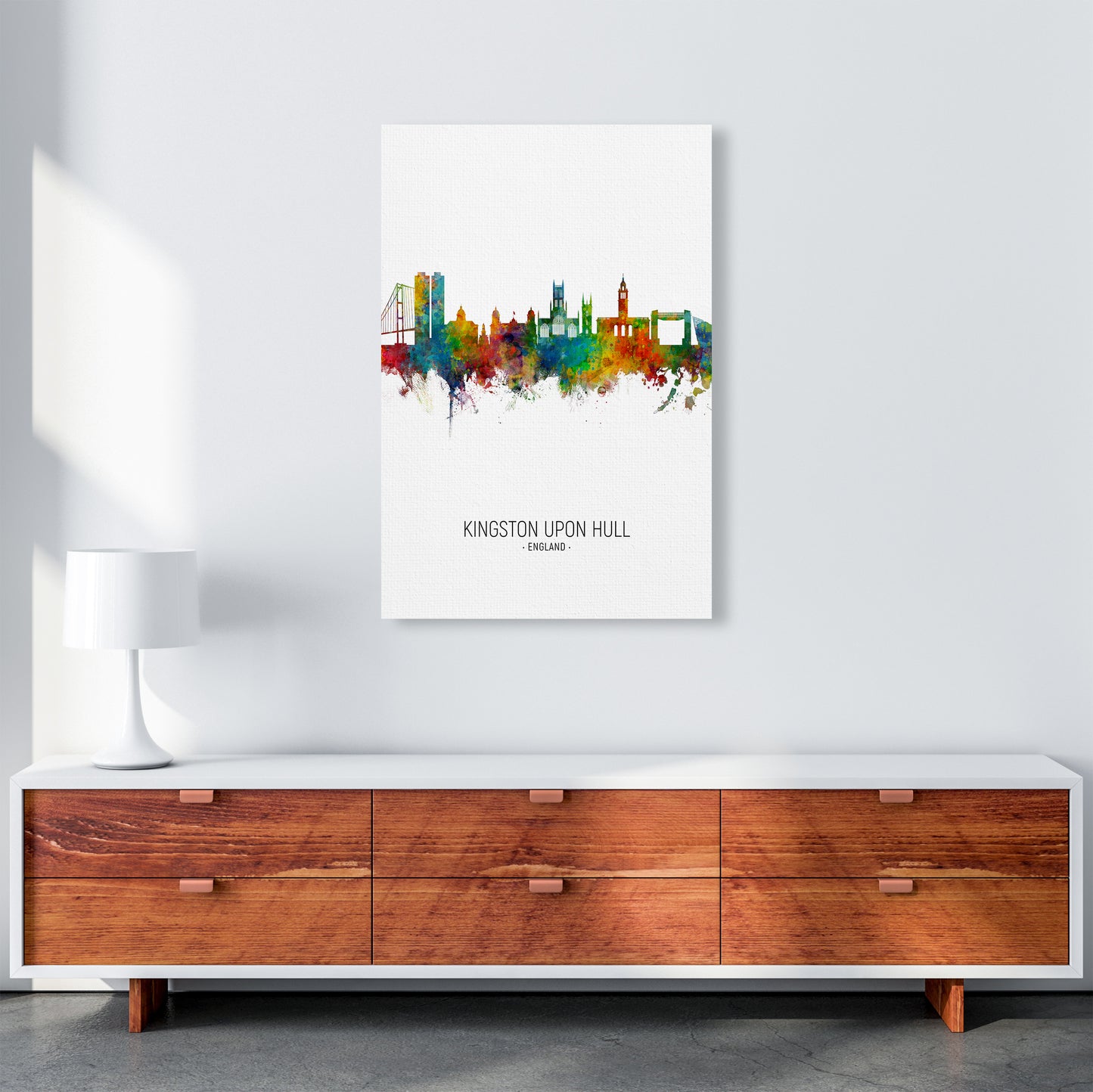 Kingston Upon Hull England Skyline Portrait Art Print by Michael Tompsett A1 Canvas