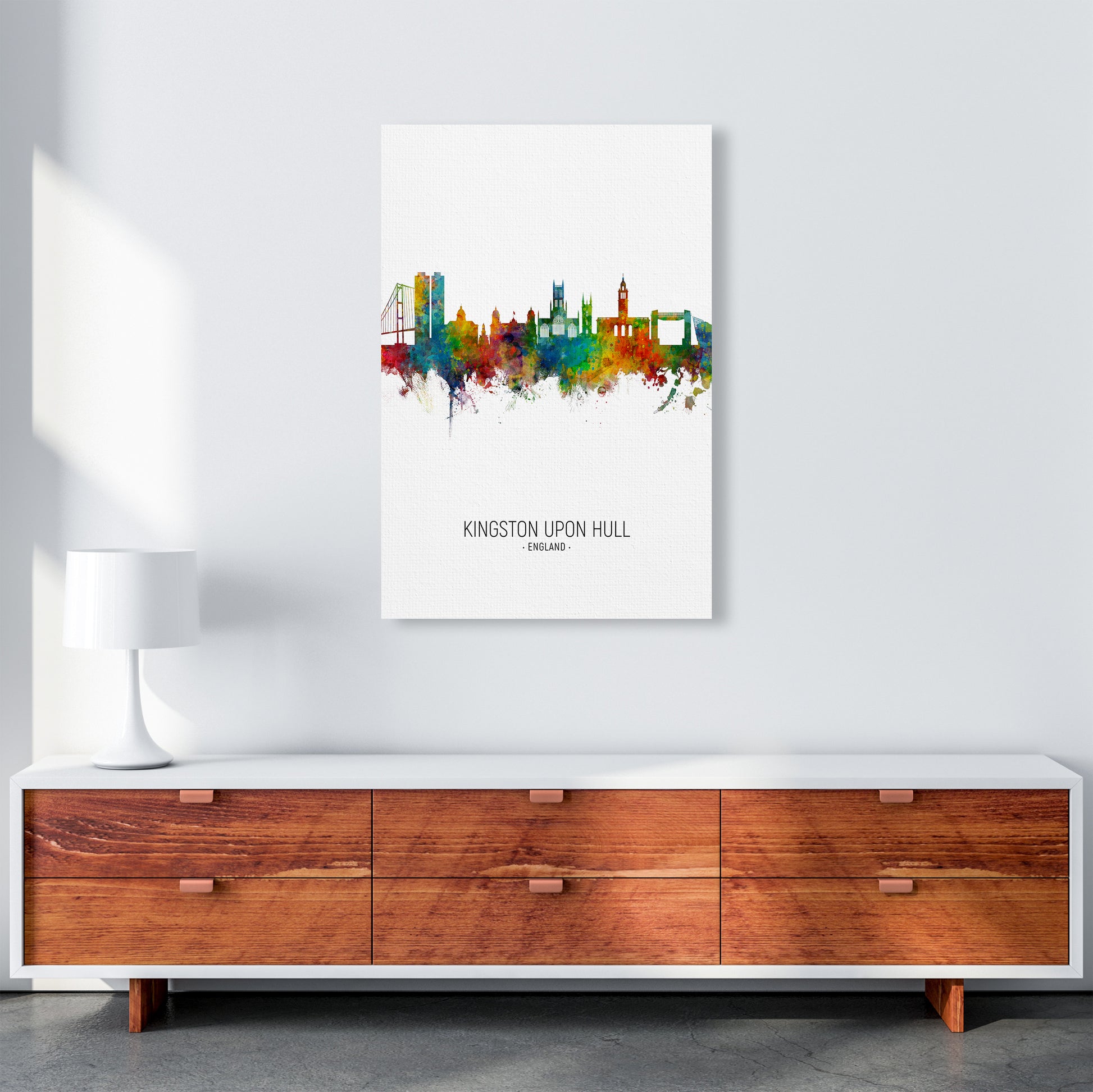 Kingston Upon Hull England Skyline Portrait Art Print by Michael Tompsett A1 Canvas