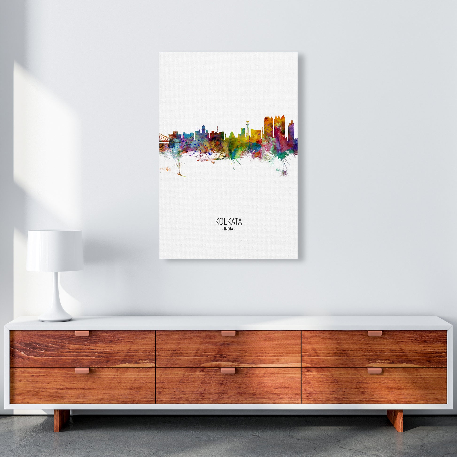 Kolkata India Skyline Portrait Art Print by Michael Tompsett A1 Canvas