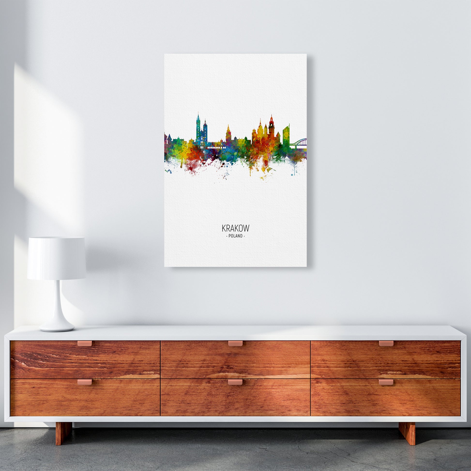 Krakow Poland Skyline Portrait Art Print by Michael Tompsett A1 Canvas