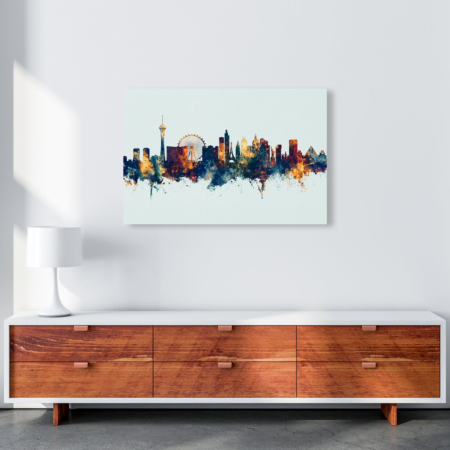 Las Vegas Nevada Skyline Blue Orange Art Print by Michael Tompsett A1 Canvas