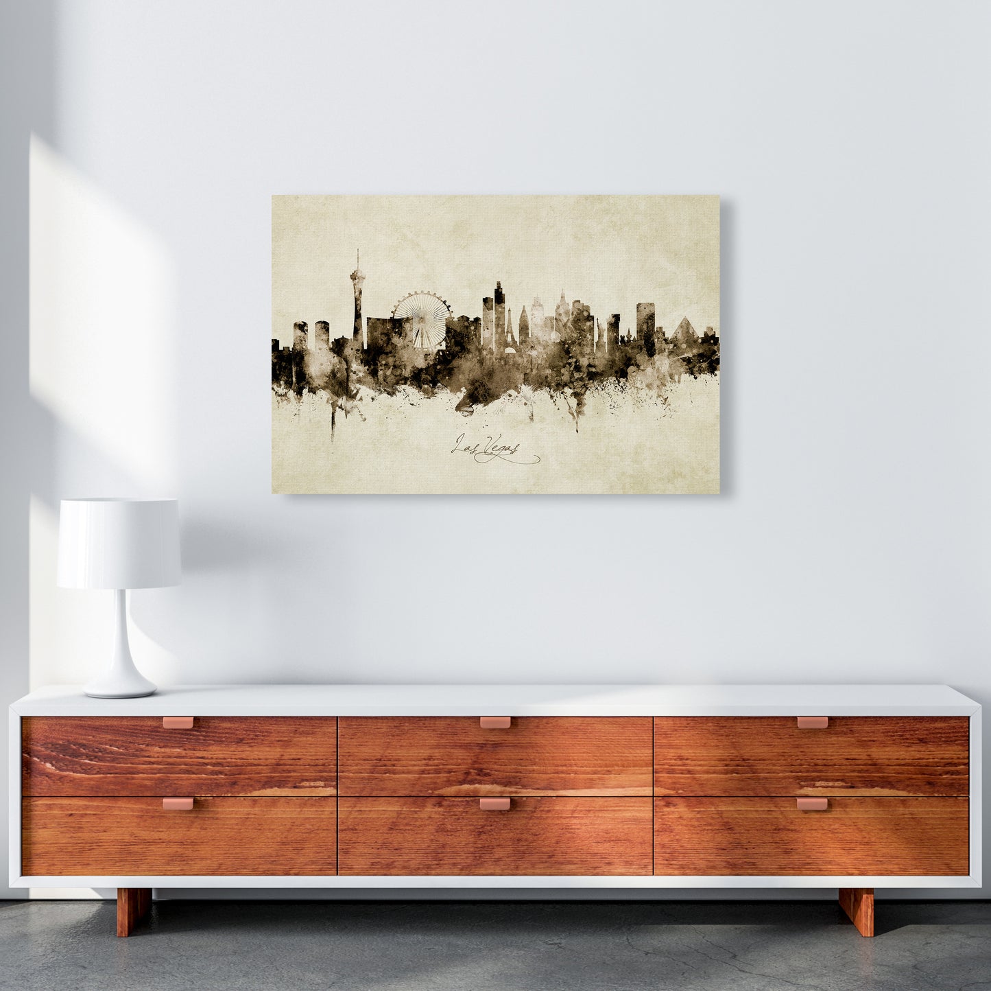 Las Vegas Nevada Skyline Vintage Art Print by Michael Tompsett A1 Canvas