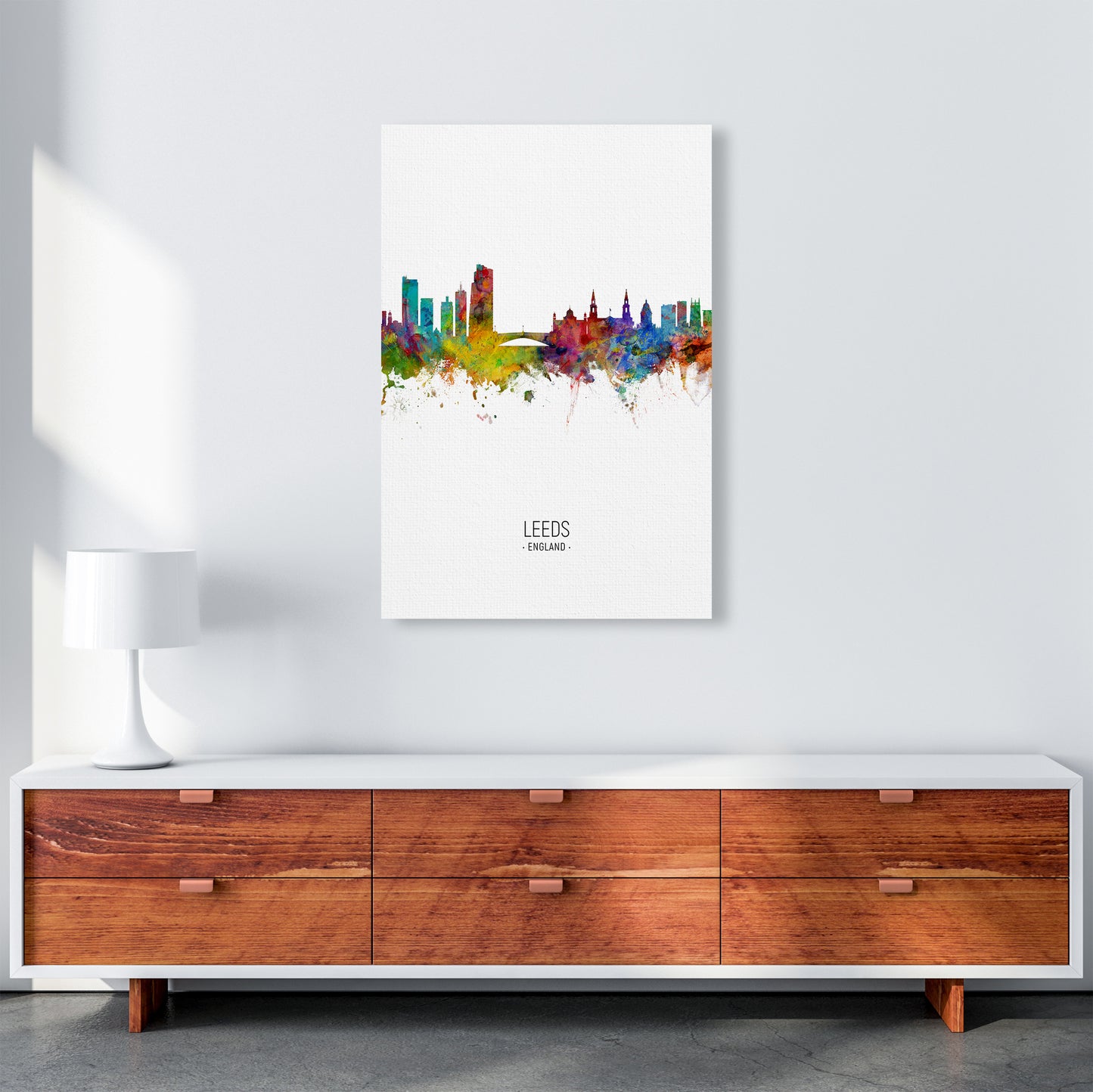 Leeds England Skyline Portrait Art Print by Michael Tompsett A1 Canvas
