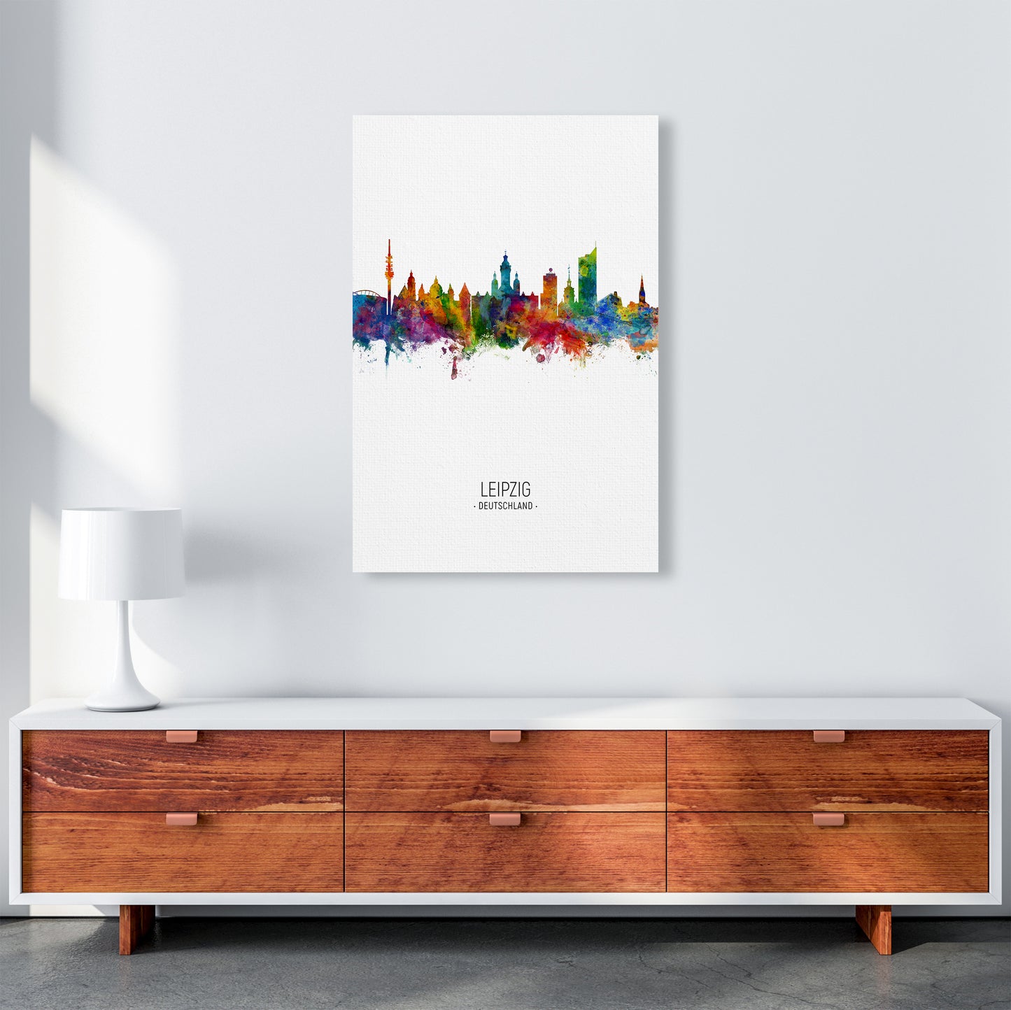 Leipzig Germany Skyline Portrait Art Print by Michael Tompsett A1 Canvas