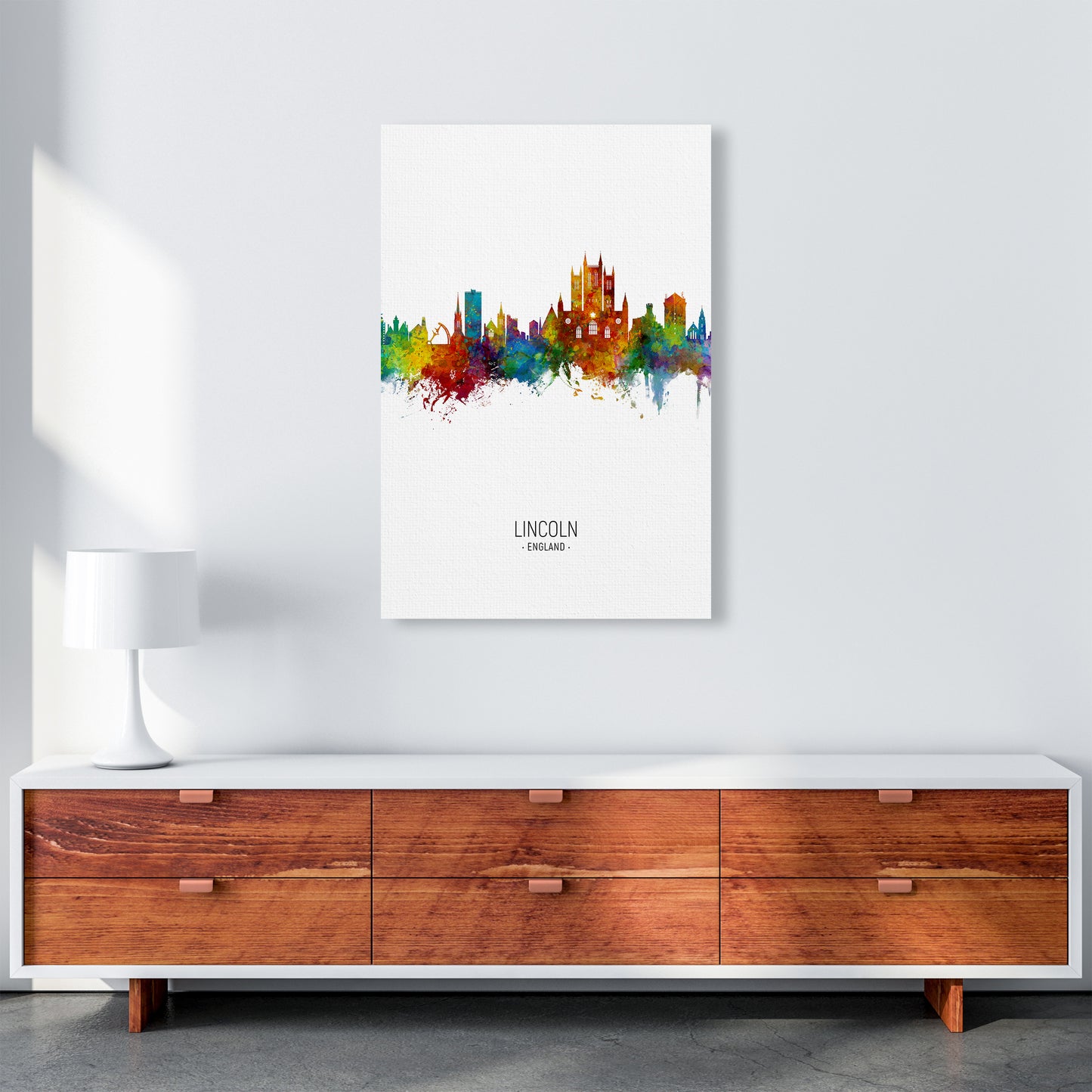 Lincoln England Skyline Portrait Art Print by Michael Tompsett A1 Canvas
