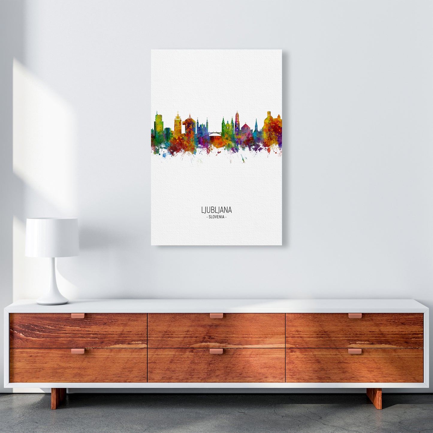 Ljubljana Slovenia Skyline Portrait Art Print by Michael Tompsett A1 Canvas