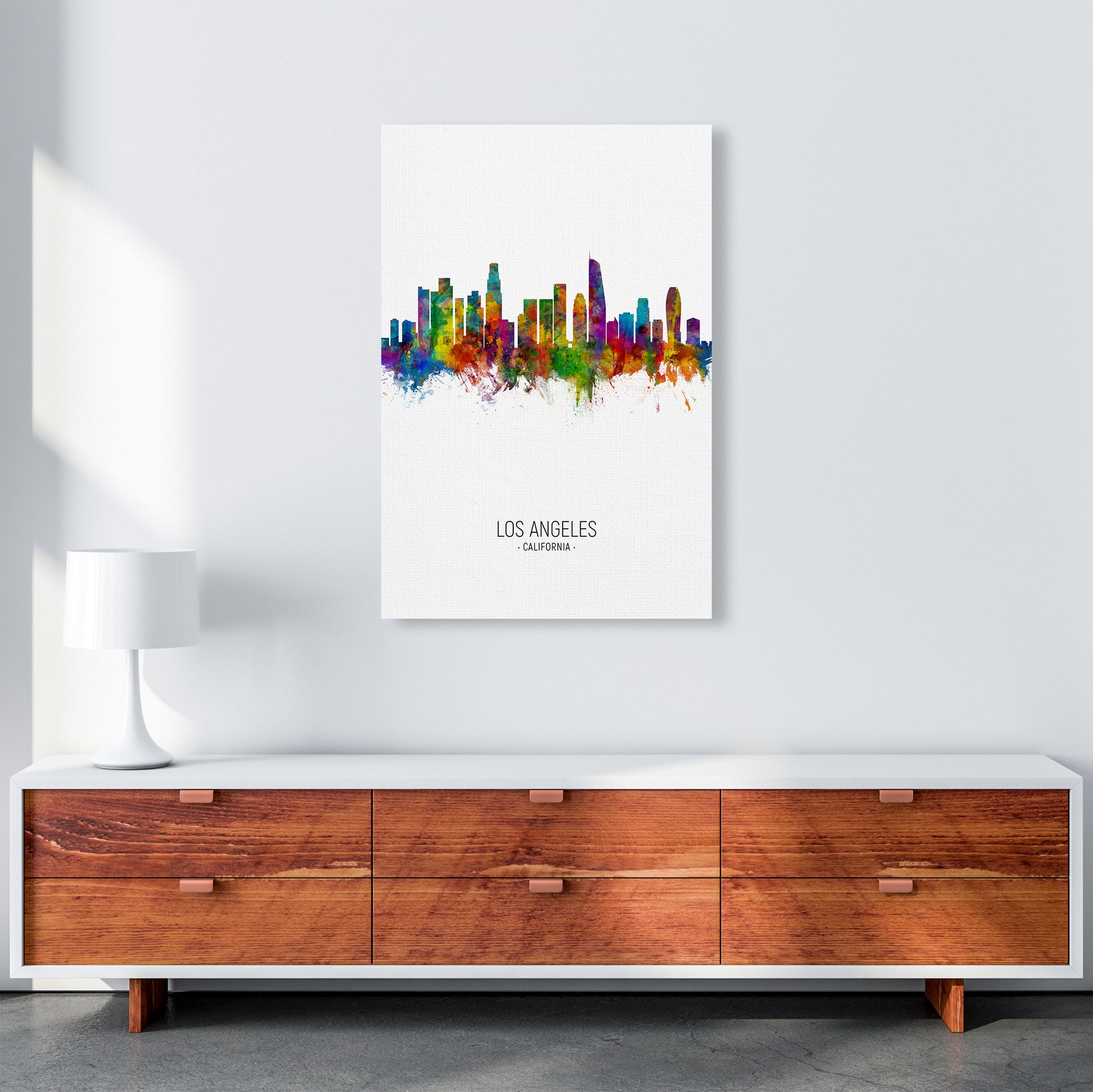 Los Angeles California Skyline Portrait Art Print by Michael Tompsett A1 Canvas