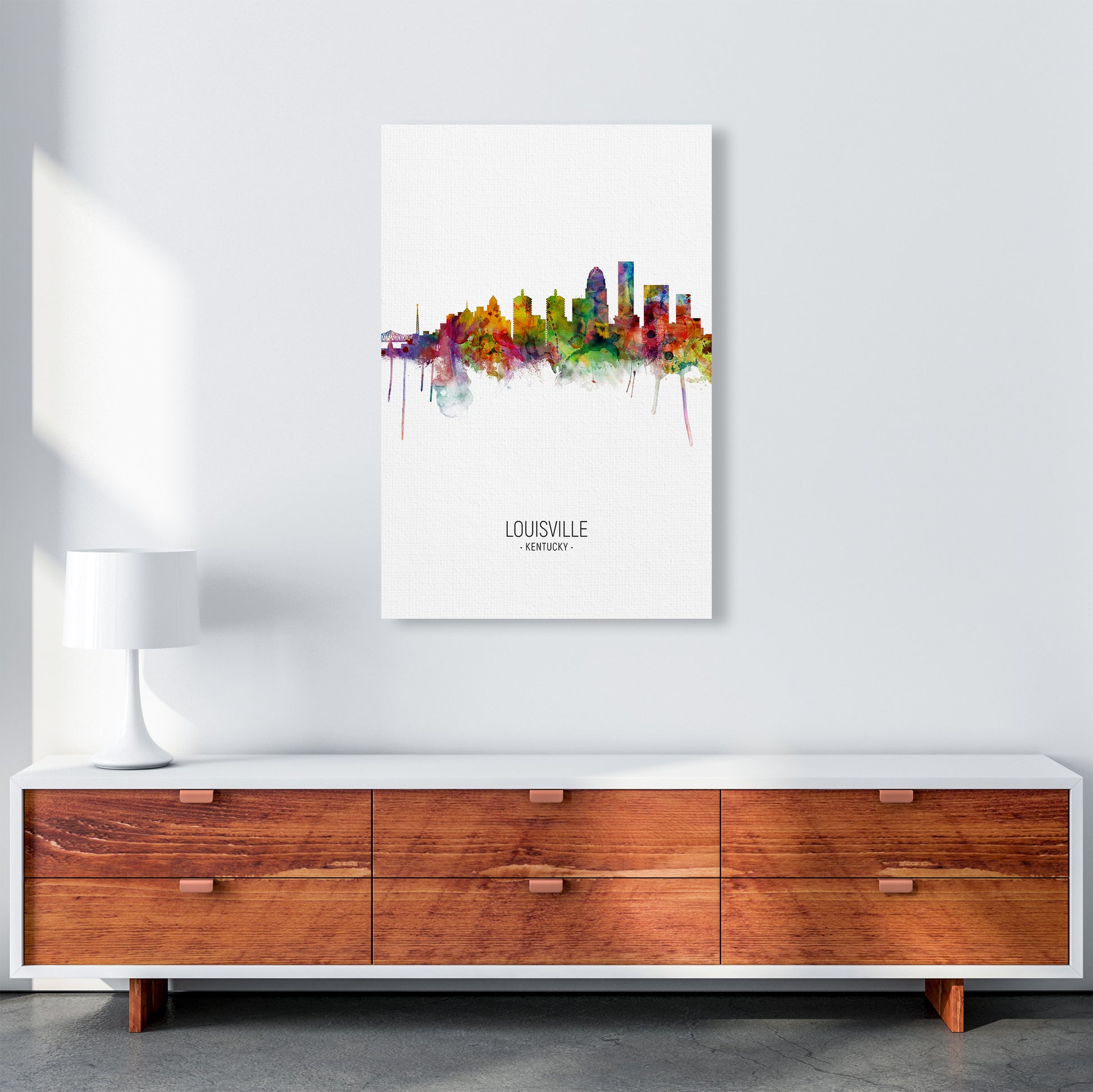 Louisville Kentucky Skyline Portrait Art Print by Michael Tompsett A1 Canvas