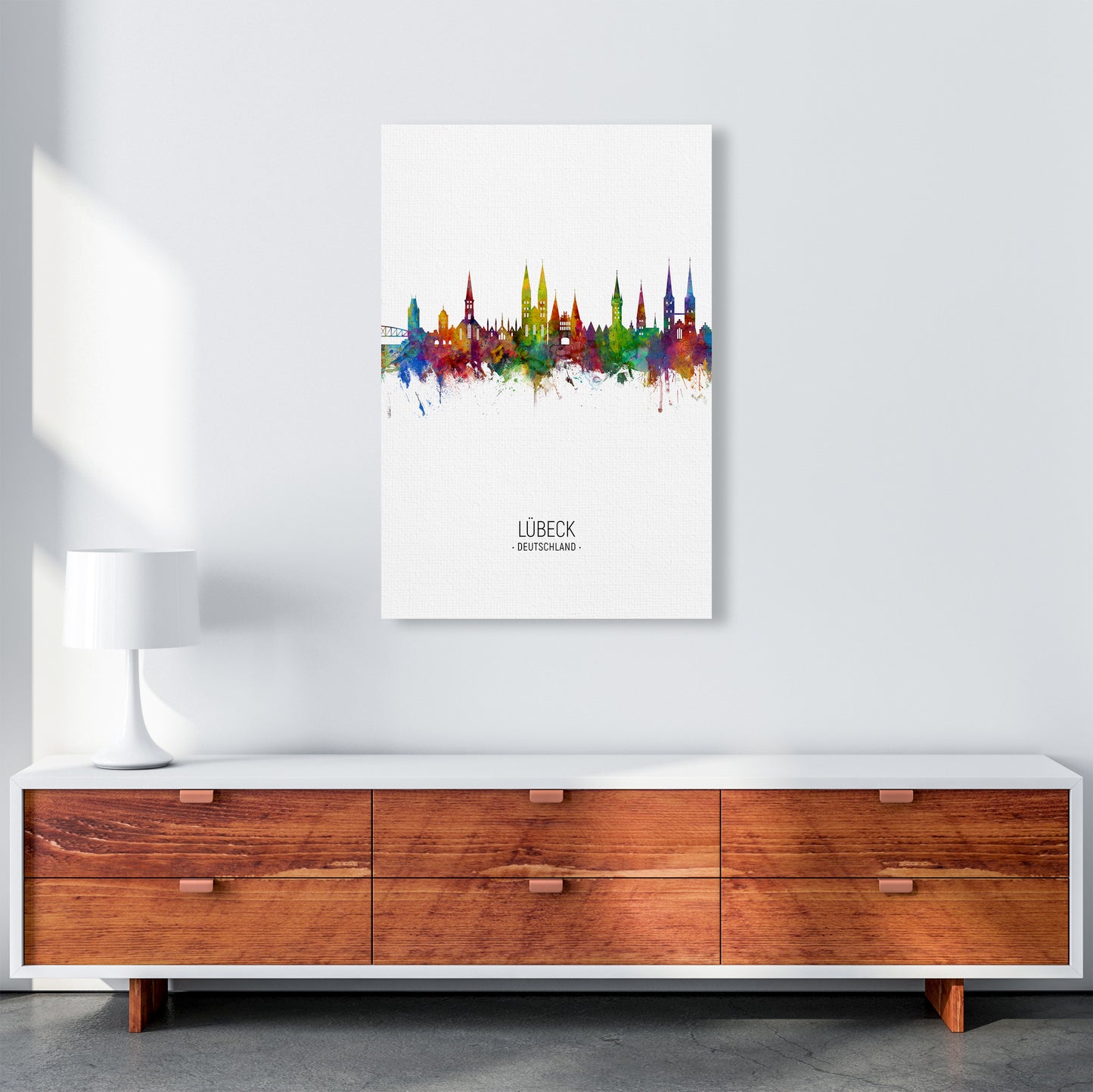 Lubeck Germany Skyline Portrait Art Print by Michael Tompsett A1 Canvas