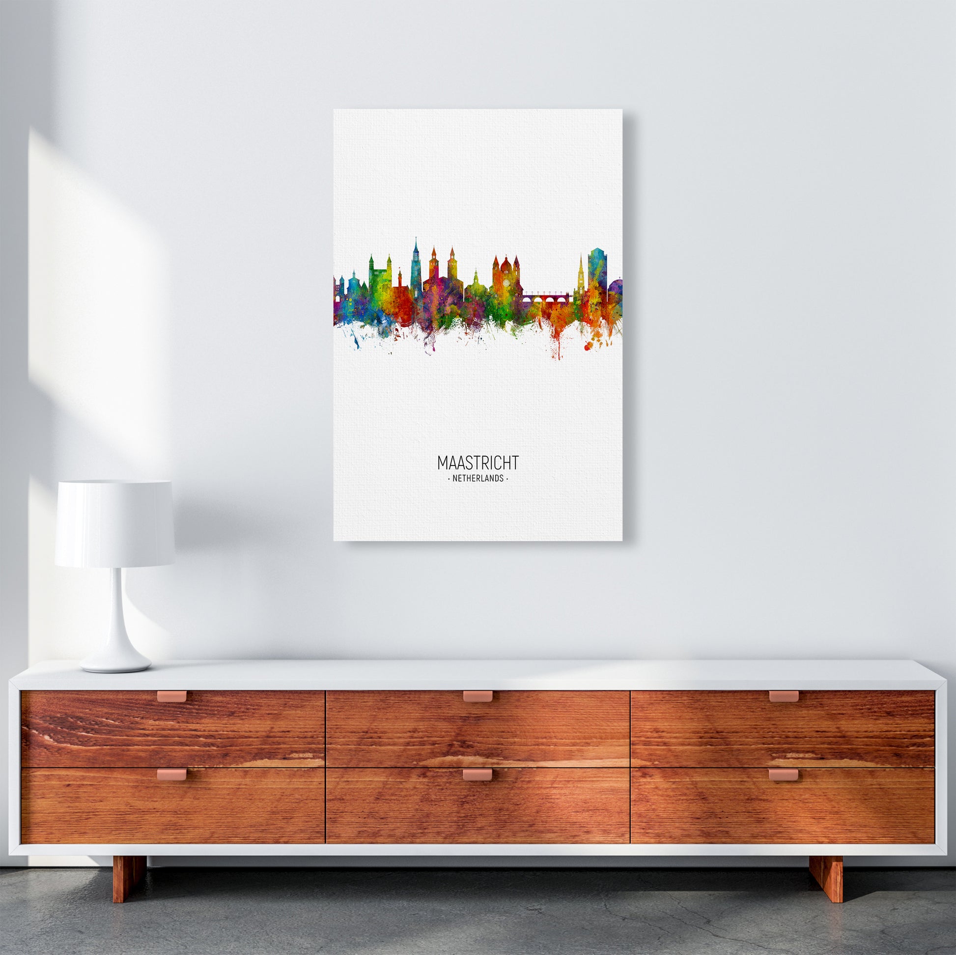 Maastricht Netherlands Skyline Portrait Art Print by Michael Tompsett A1 Canvas