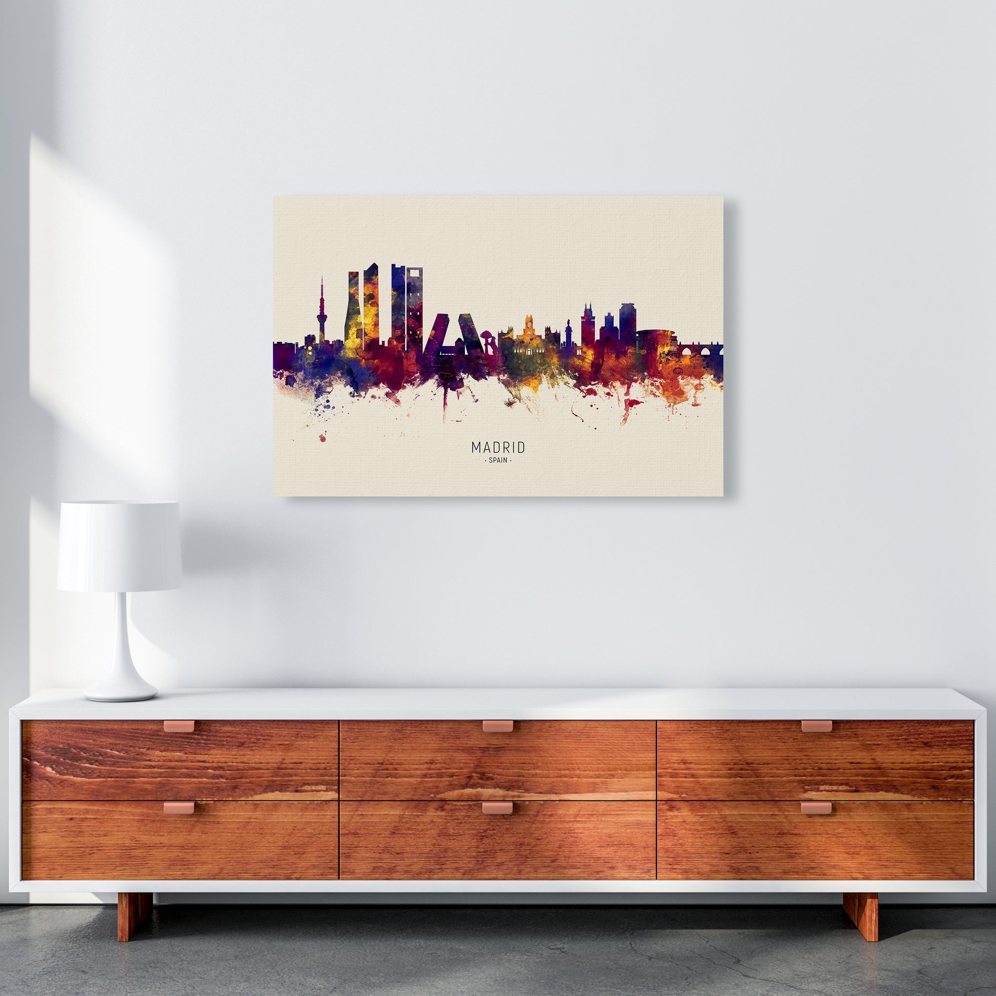 Madrid Spain Skyline Autumn City Name Art Print by Michael Tompsett A1 Canvas