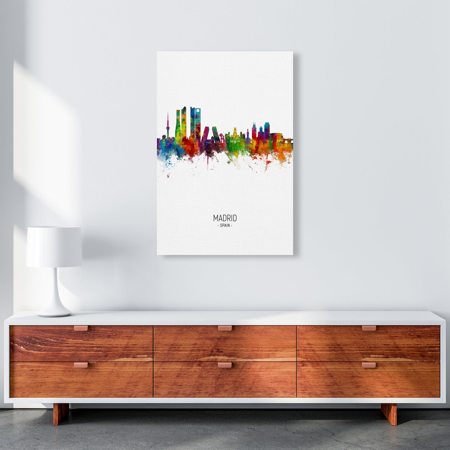 Madrid Spain Skyline Portrait Art Print by Michael Tompsett A1 Canvas