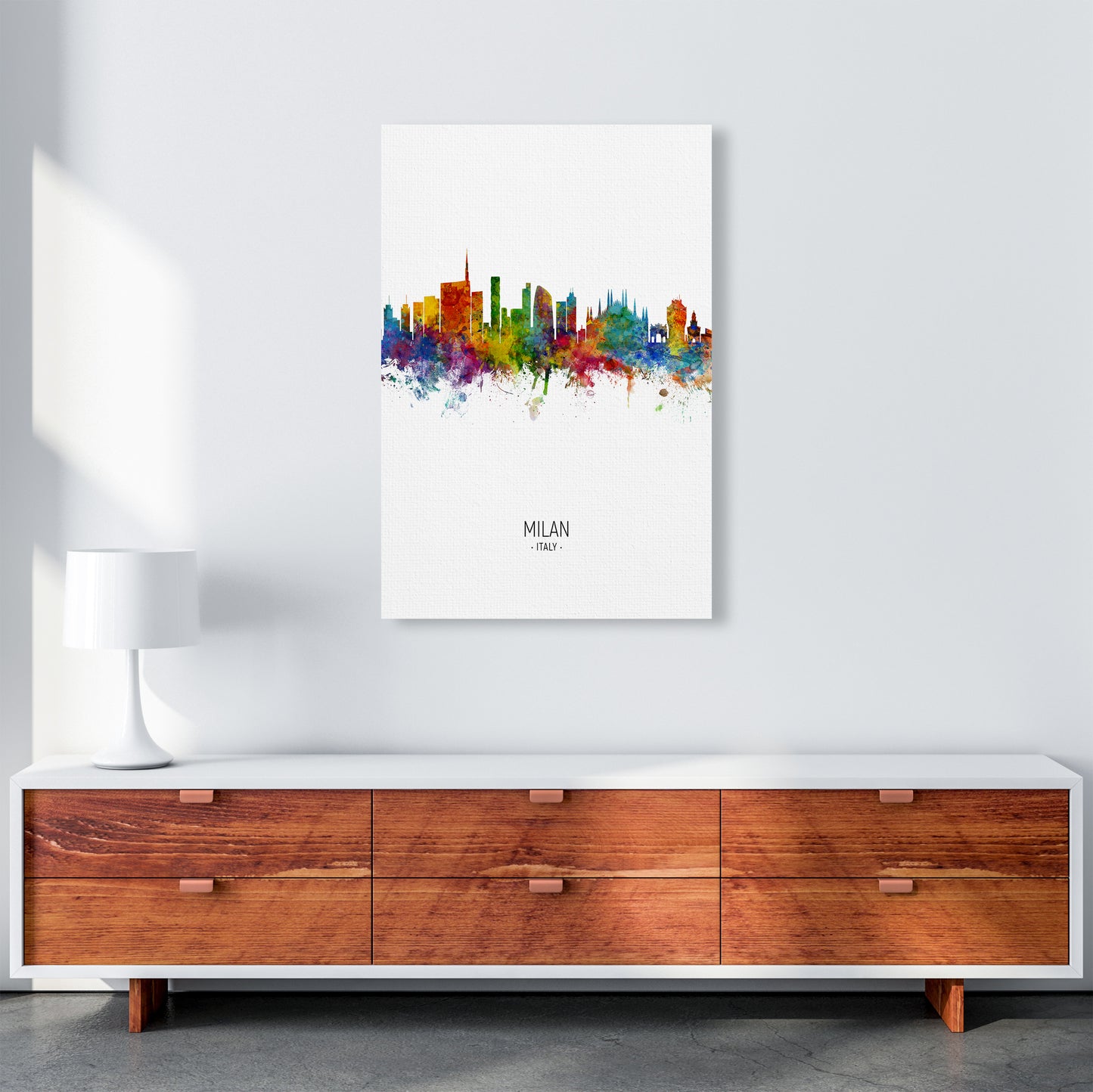 Milan Italy Skyline Portrait Art Print by Michael Tompsett A1 Canvas