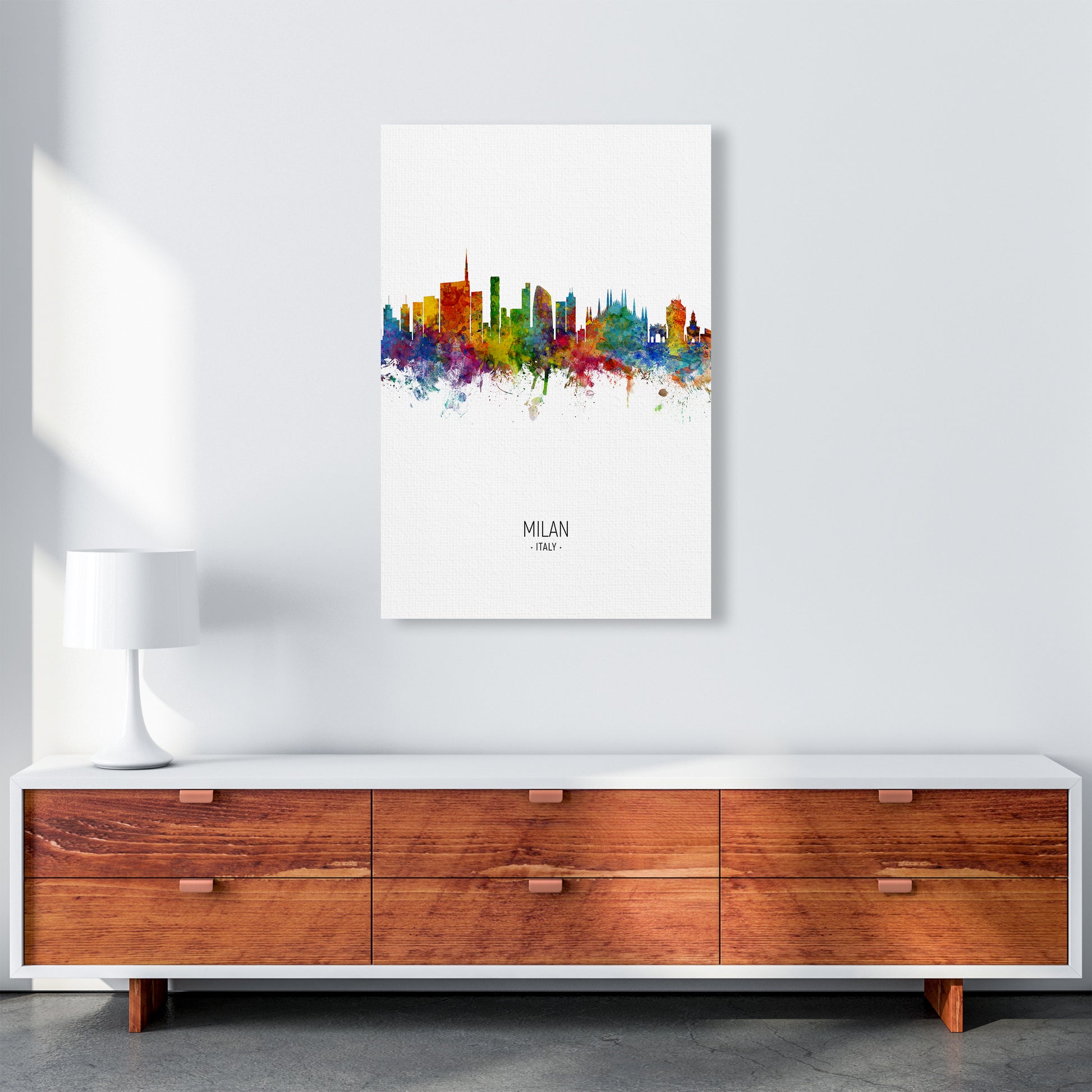 Milan Italy Skyline Portrait Art Print by Michael Tompsett A1 Canvas