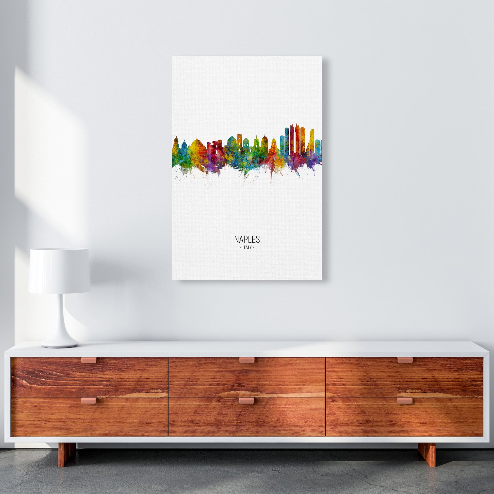 Naples Italy Skyline Portrait Art Print by Michael Tompsett A1 Canvas