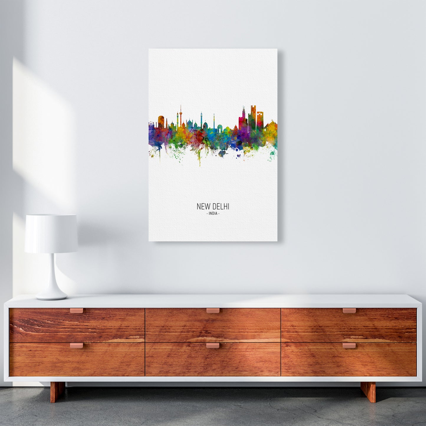 New Delhi India Skyline Portrait Art Print by Michael Tompsett A1 Canvas