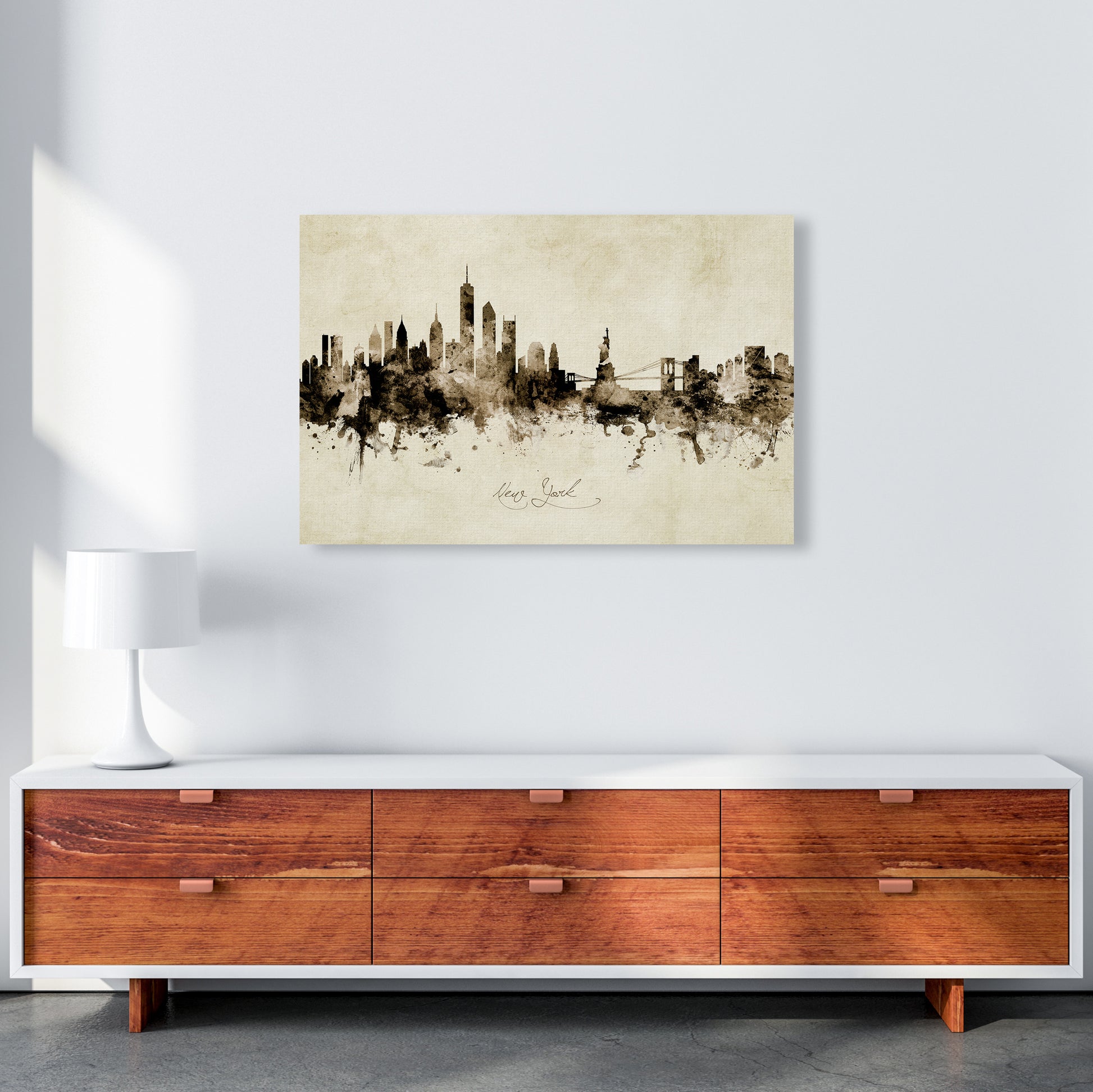 New York New York Skyline Vintage Art Print by Michael Tompsett A1 Canvas