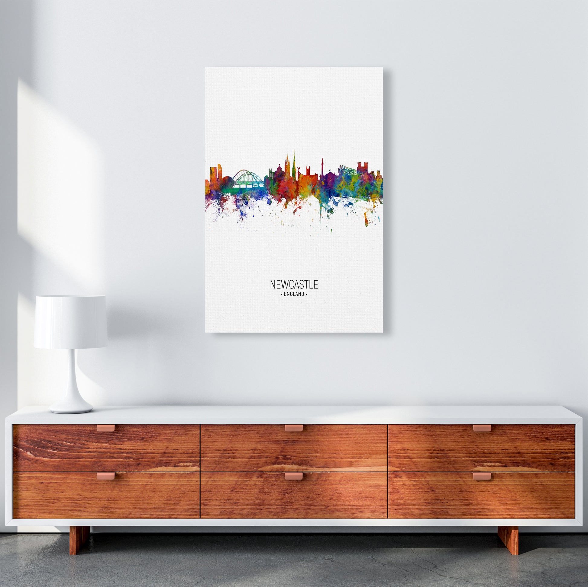 Newcastle England Skyline Portrait Art Print by Michael Tompsett A1 Canvas