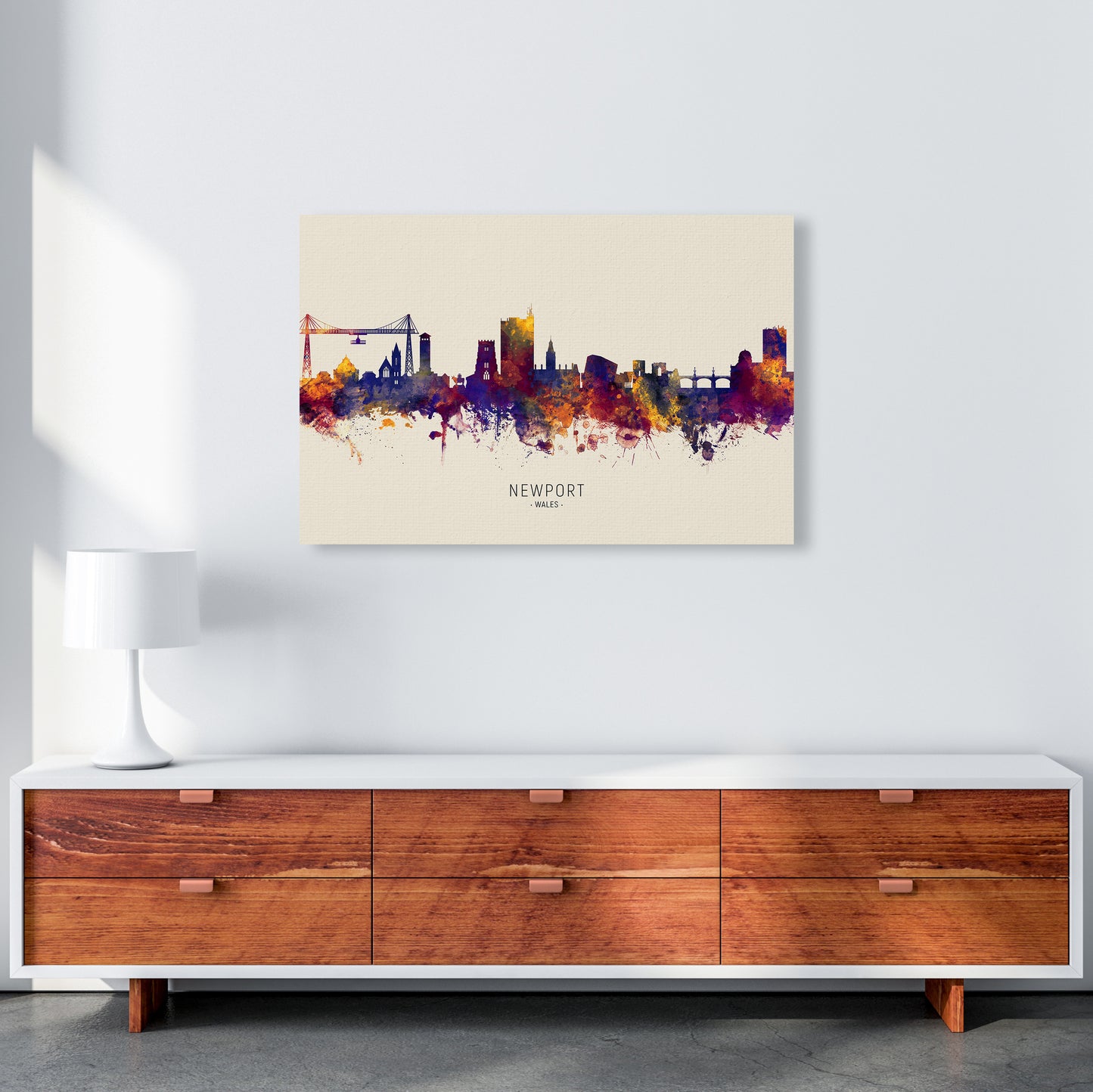 Newport Wales Skyline Autumn City Name Art Print by Michael Tompsett A1 Canvas
