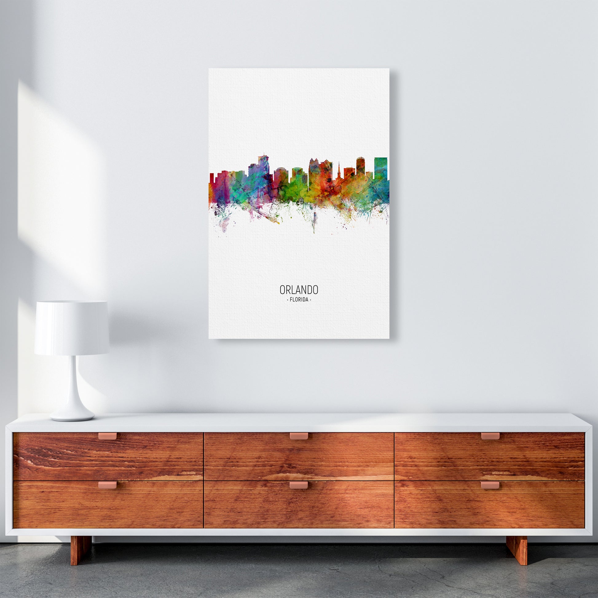 Orlando Florida Skyline Portrait Art Print by Michael Tompsett A1 Canvas