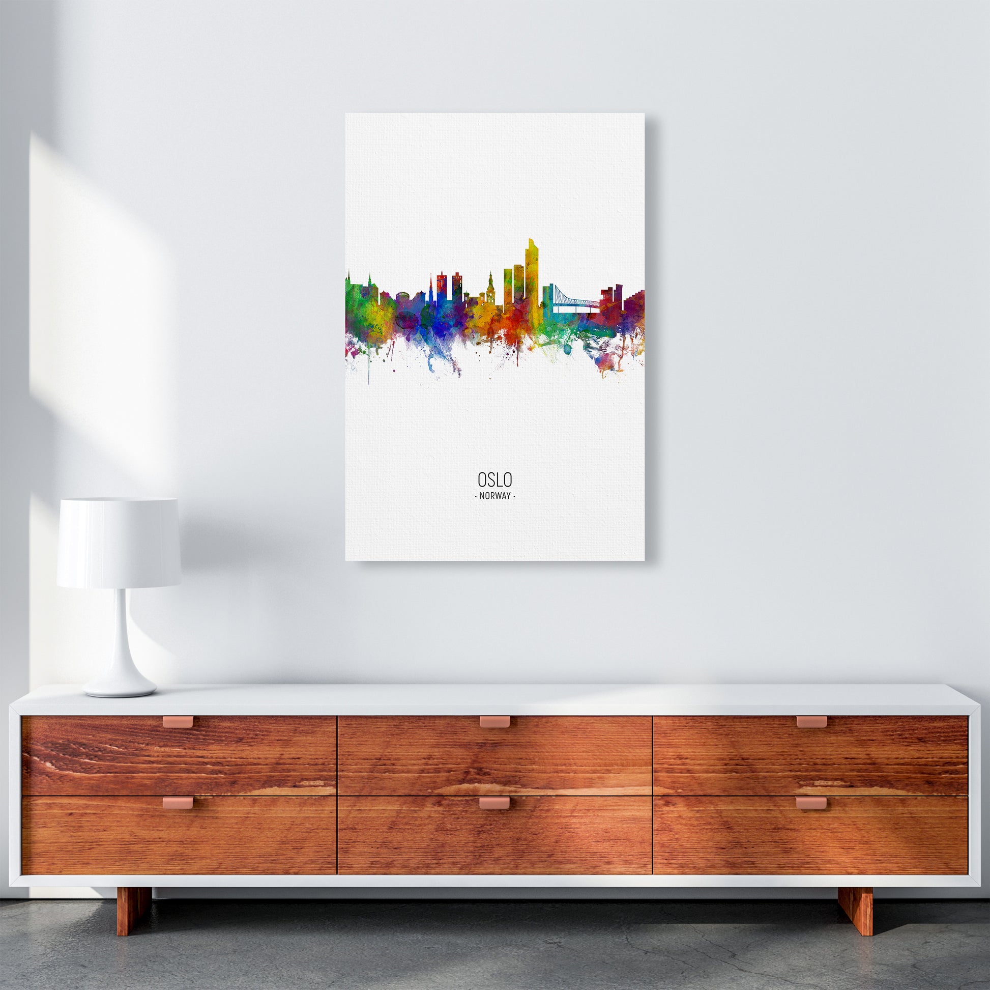 Oslo Norway Skyline Portrait Art Print by Michael Tompsett A1 Canvas