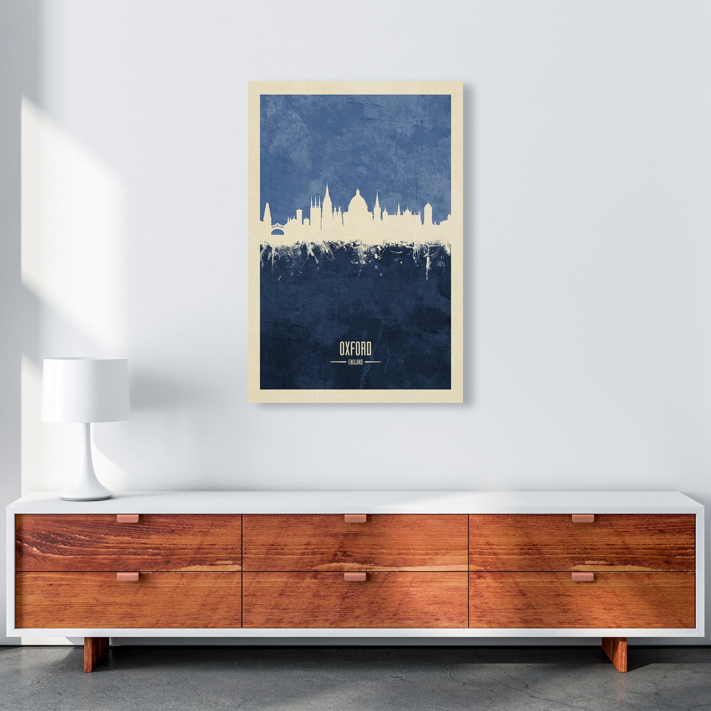 Oxford England Skyline Portrait Navy Art Print by Michael Tompsett A1 Canvas