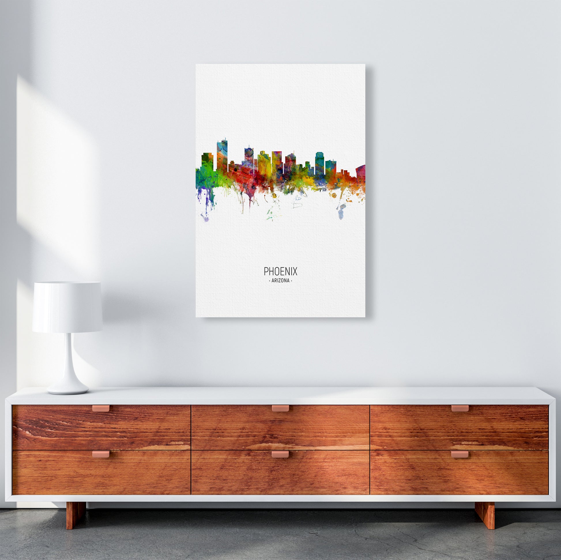 Phoenix Arizona Skyline Portrait Art Print by Michael Tompsett A1 Canvas