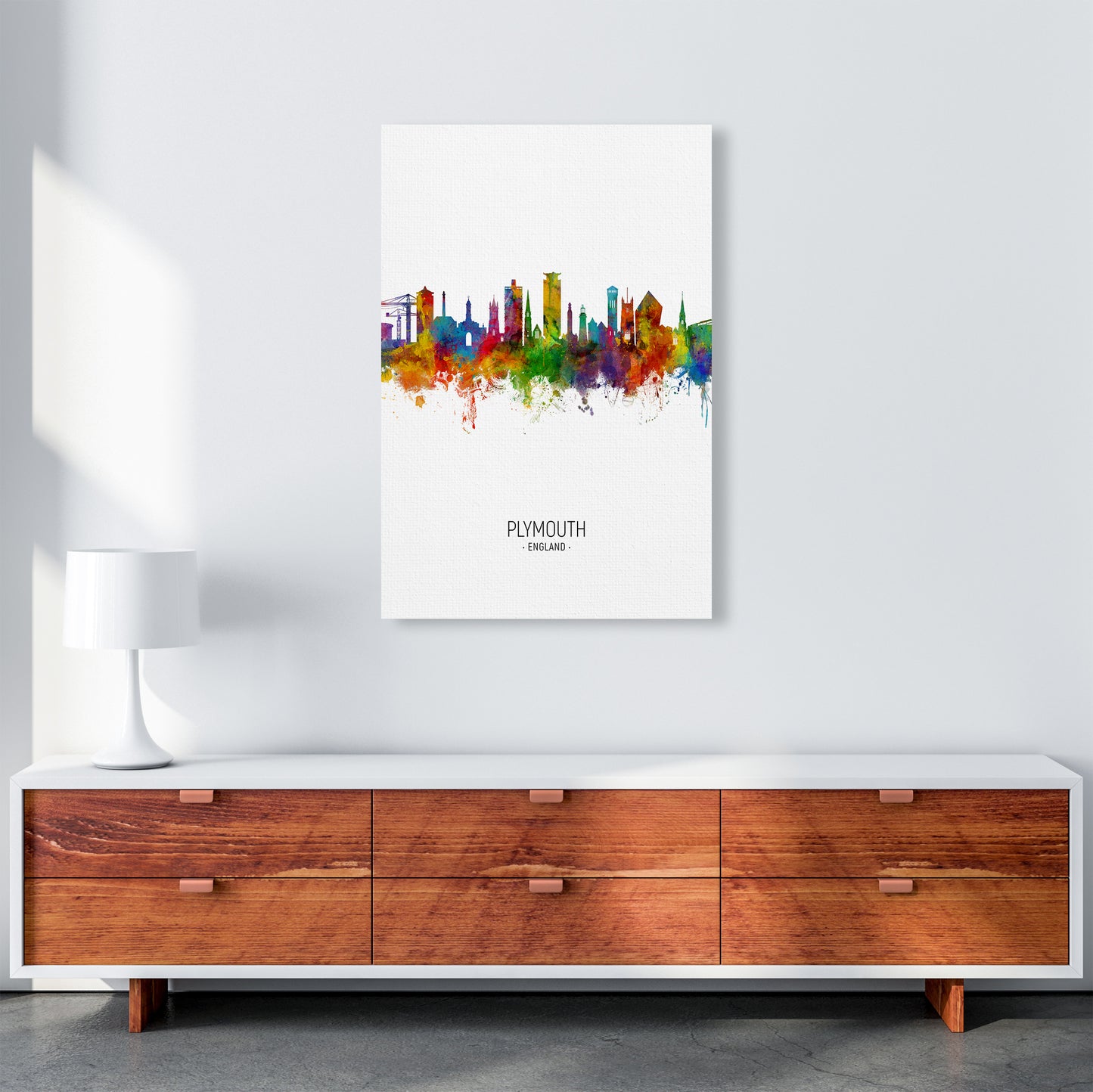 Plymouth England Skyline Portrait Art Print by Michael Tompsett A1 Canvas