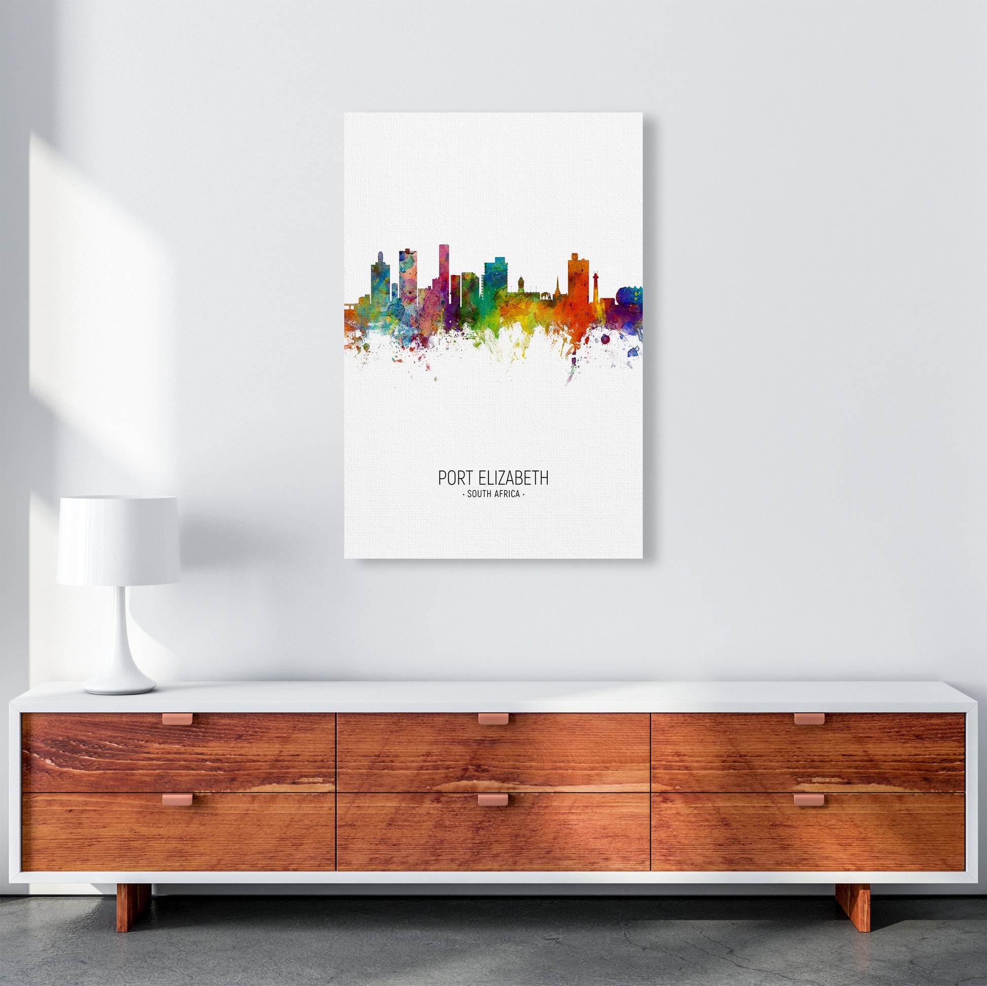 Port Elizabeth South Africa Skyline Portrait Art Print by Michael Tompsett A1 Canvas