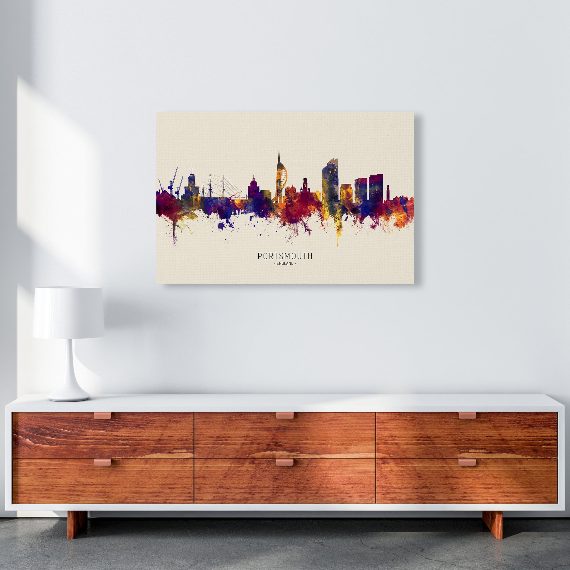 Portsmouth England Skyline Autumn City Name Art Print by Michael Tompsett A1 Canvas