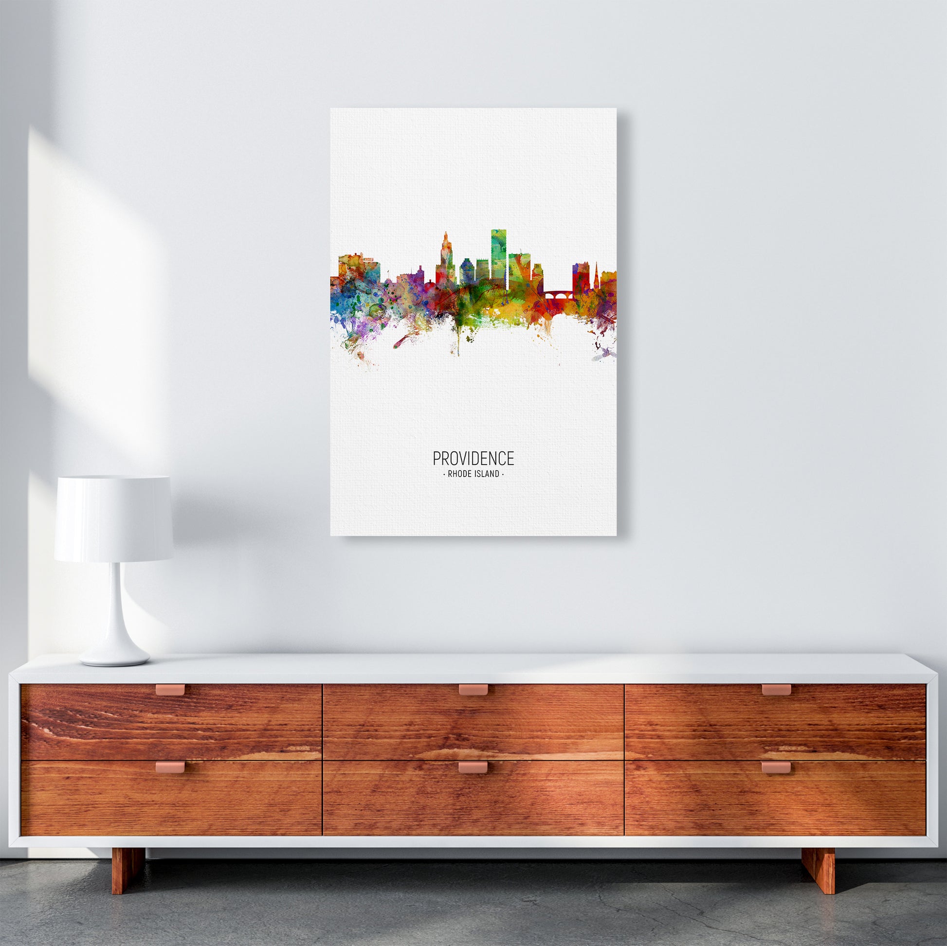 Providence Rhode Island Skyline Portrait Art Print by Michael Tompsett A1 Canvas