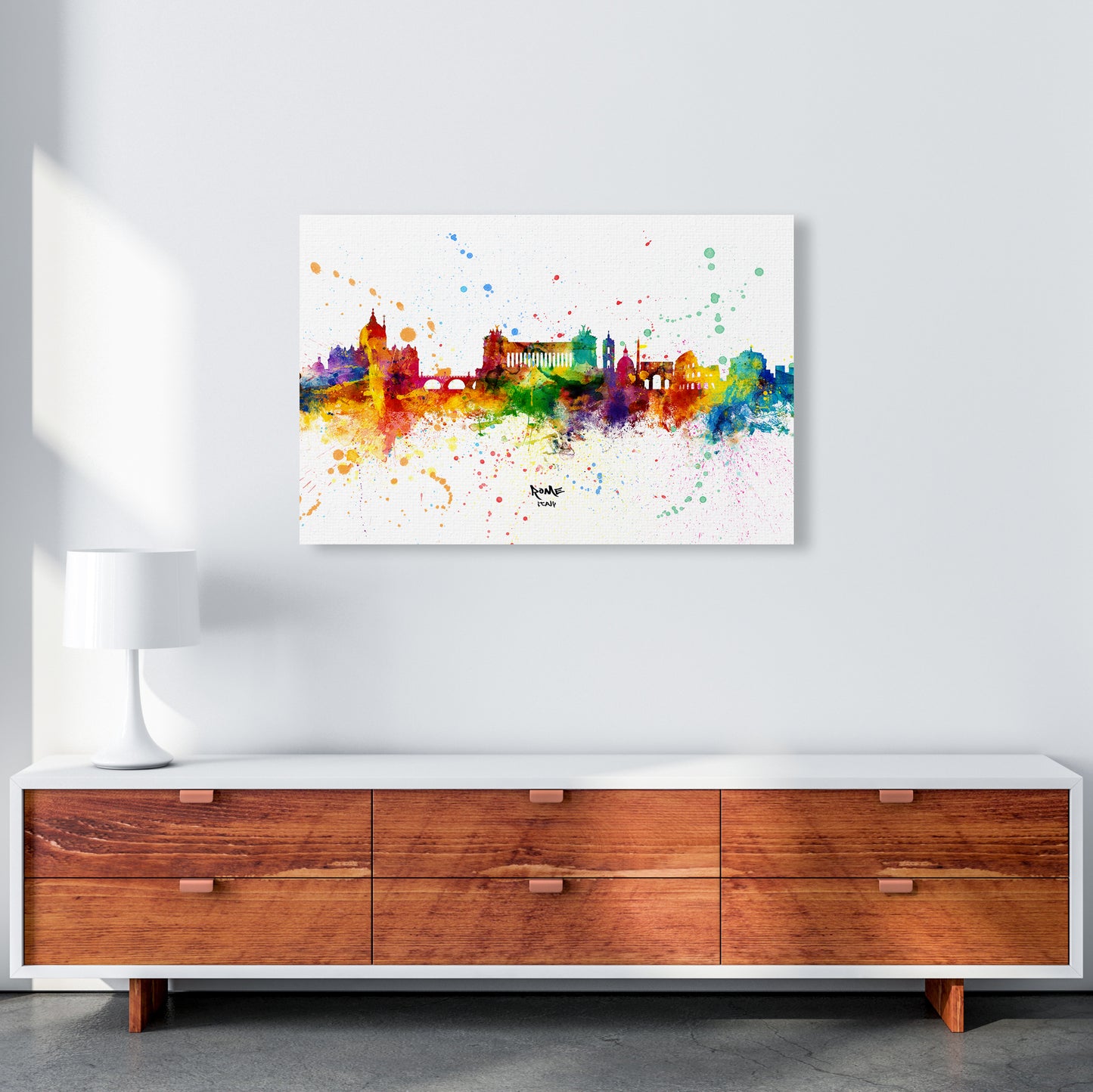 Rome Italy Skyline Splash Art Print by Michael Tompsett A1 Canvas