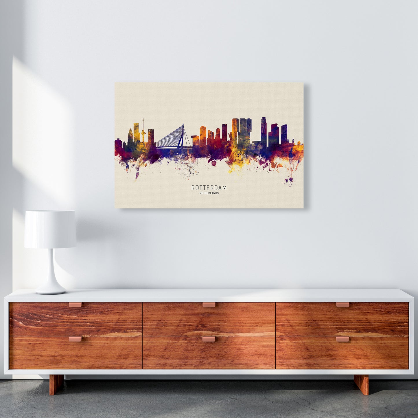 Rotterdam Netherlands Skyline Autumn City Name Art Print by Michael Tompsett A1 Canvas