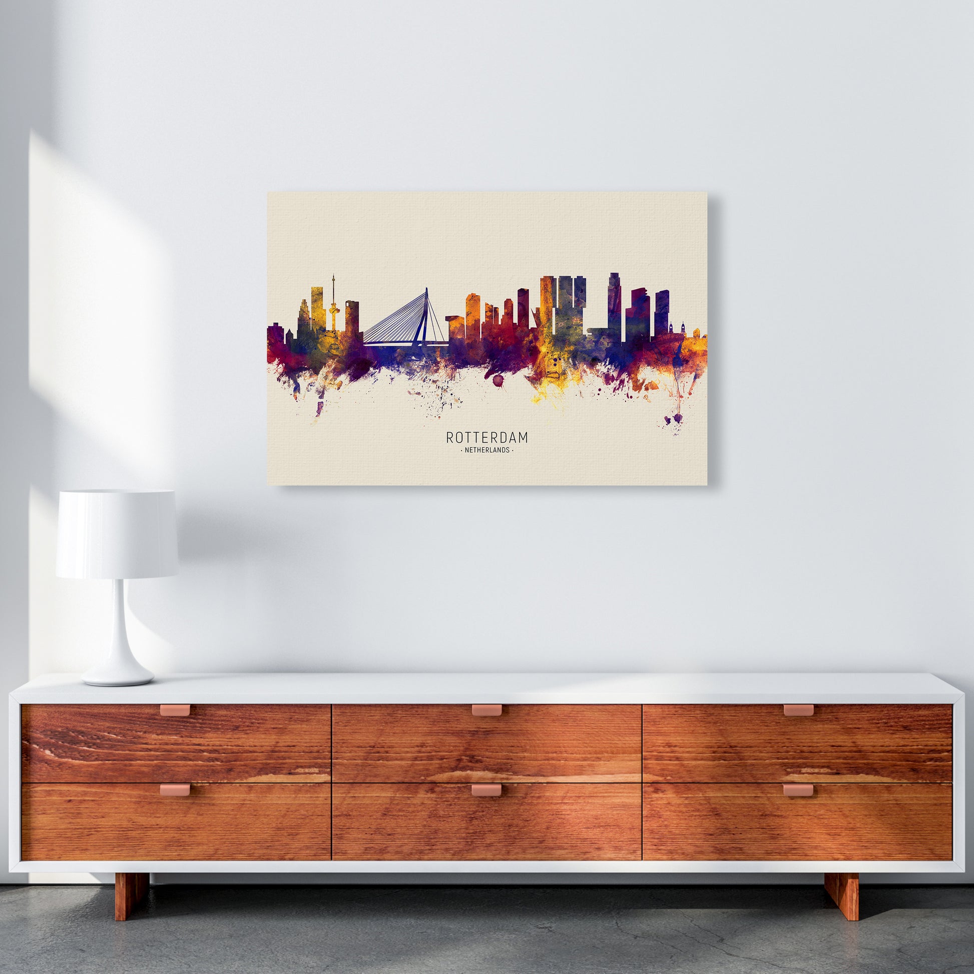 Rotterdam Netherlands Skyline Autumn City Name Art Print by Michael Tompsett A1 Canvas