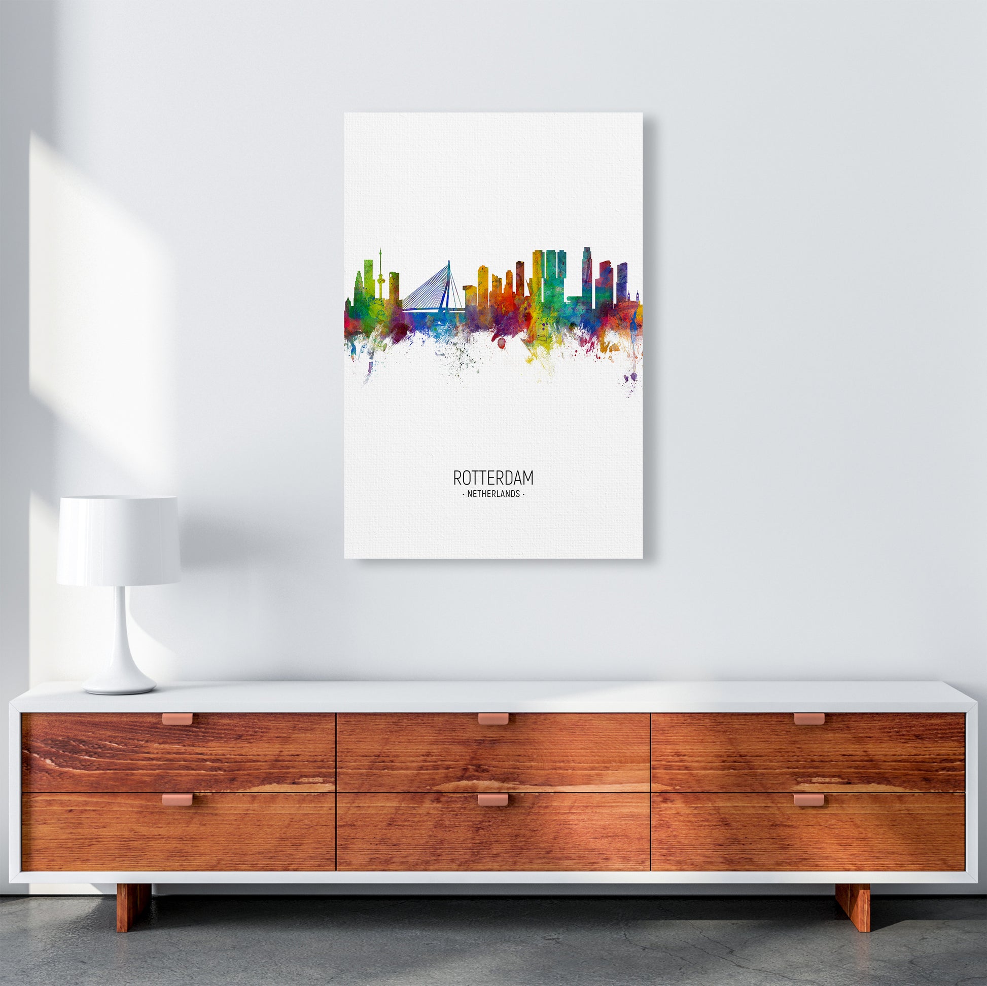 Rotterdam Netherlands Skyline Portrait Art Print by Michael Tompsett A1 Canvas