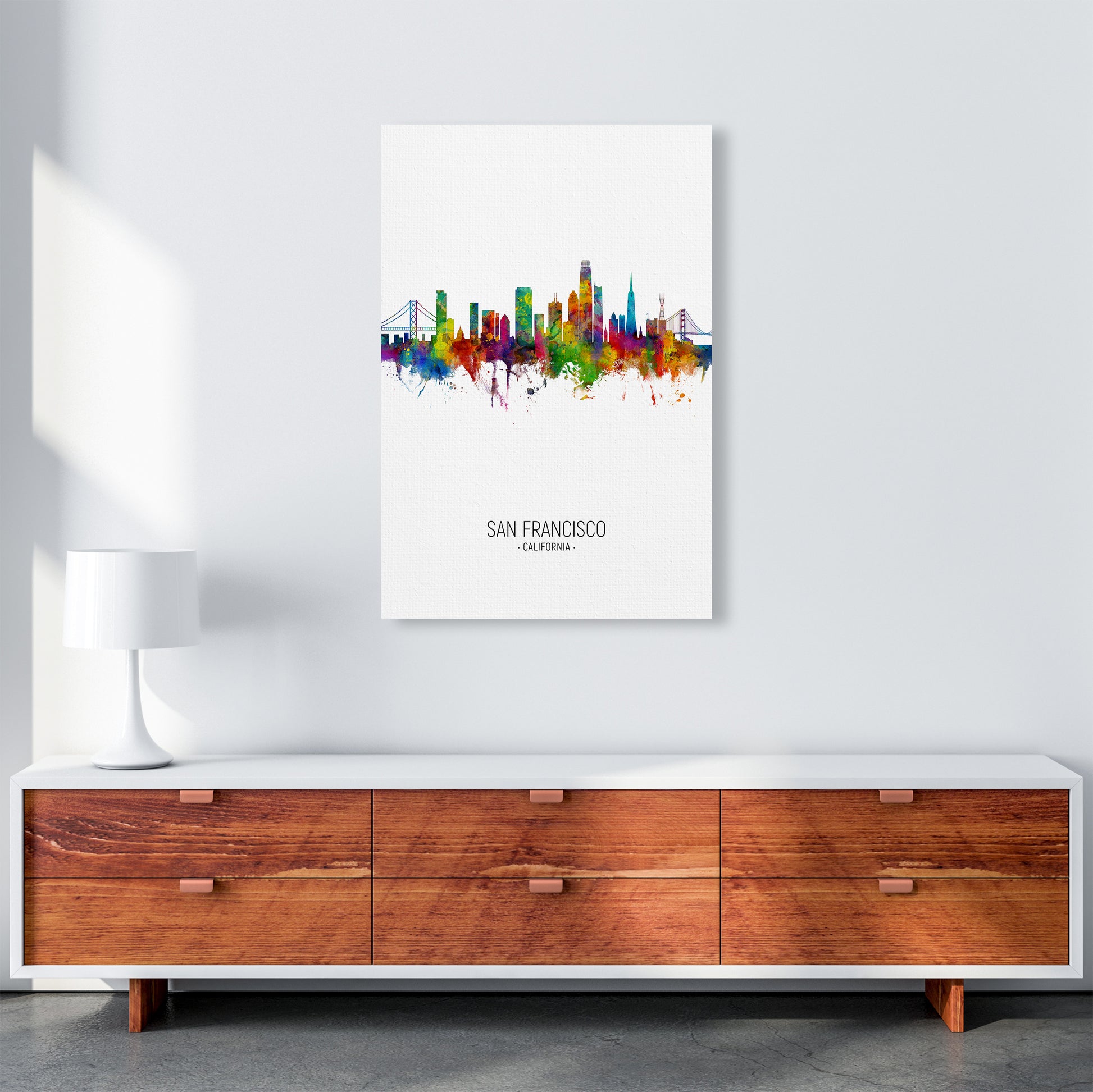 San Francisco California Skyline Portrait Art Print by Michael Tompsett A1 Canvas