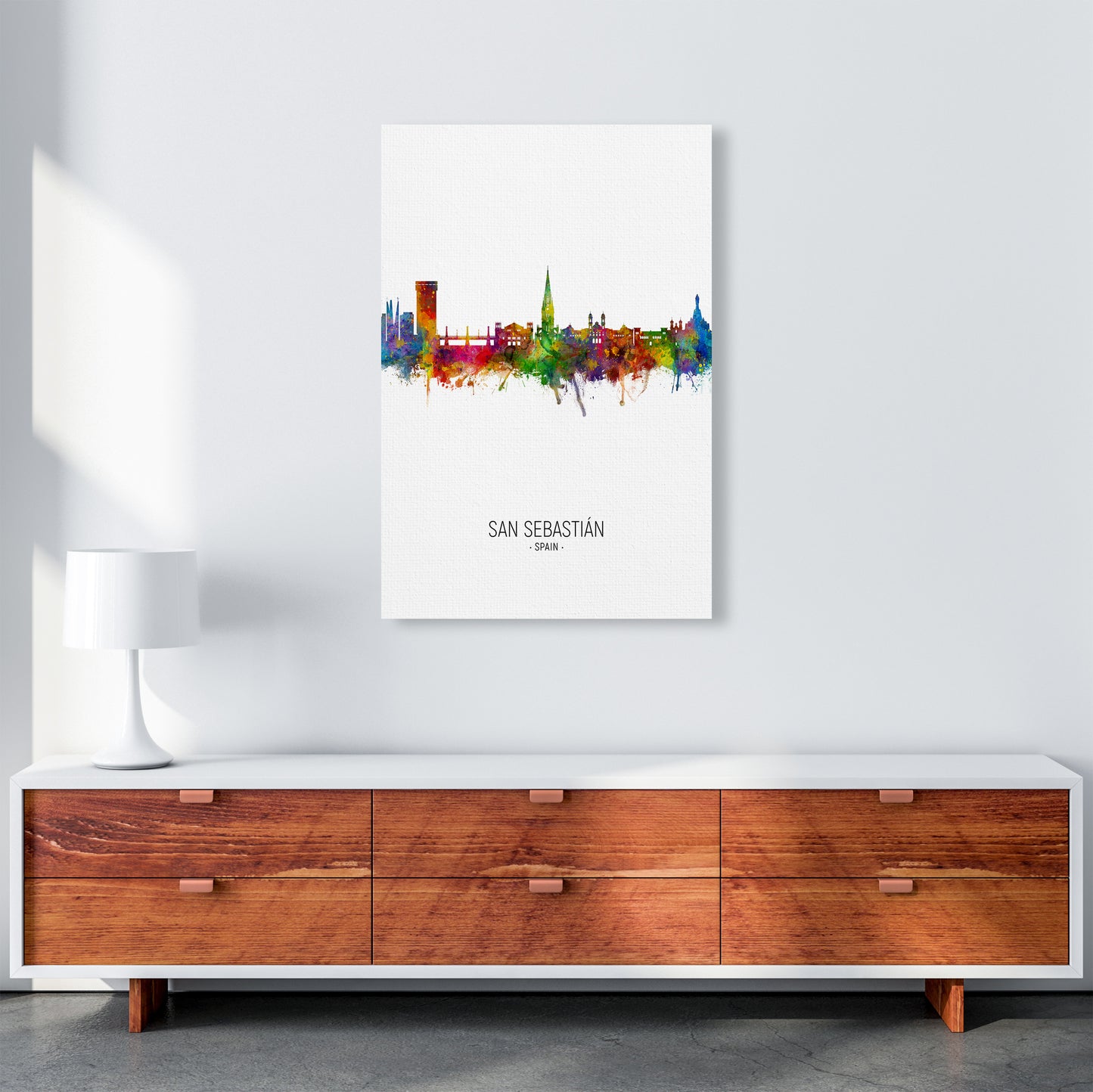 San Sebastian Spain Skyline Portrait Art Print by Michael Tompsett A1 Canvas
